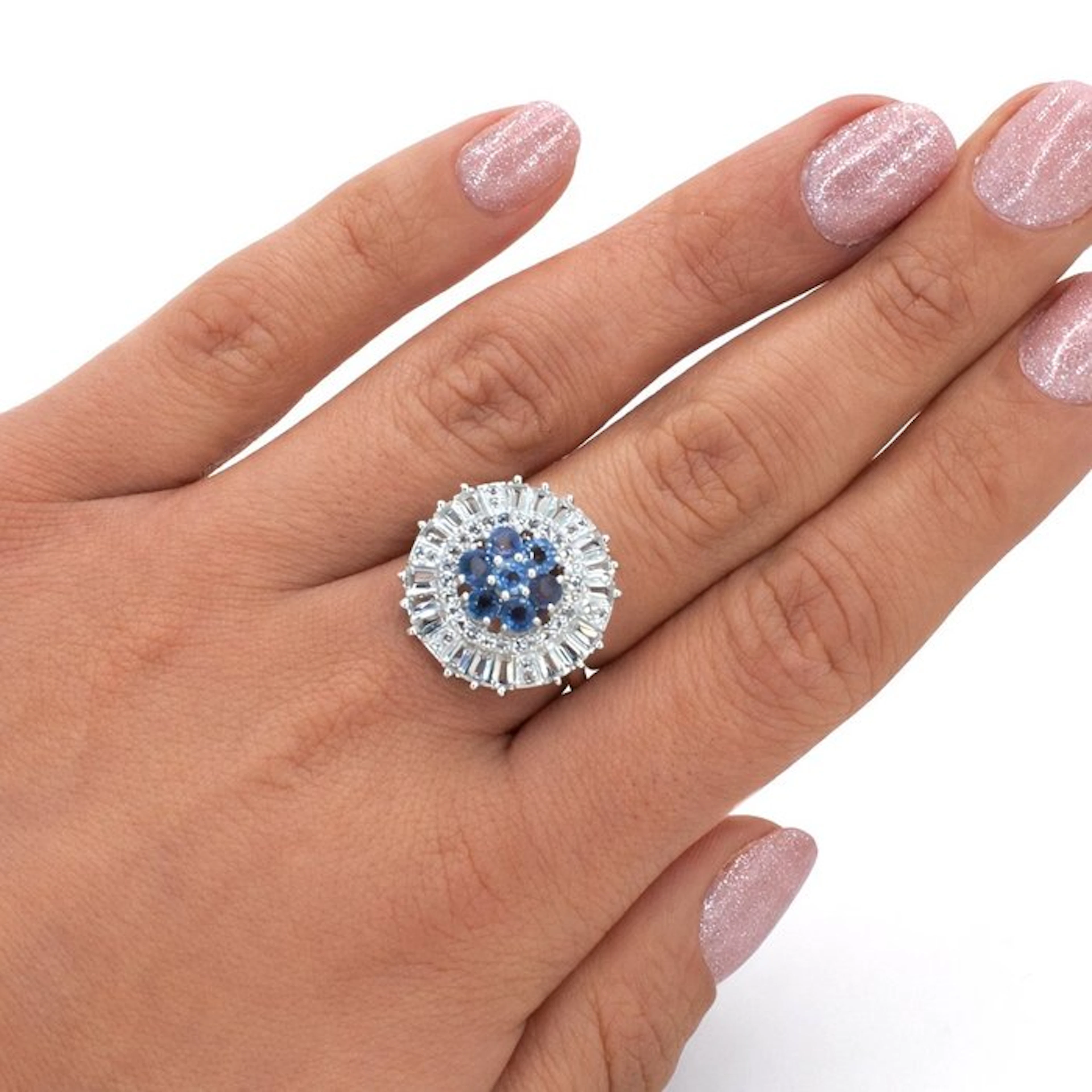 No reserve price - Ring Gold-plated Sapphire - Topaz - 18kt Gold Plated