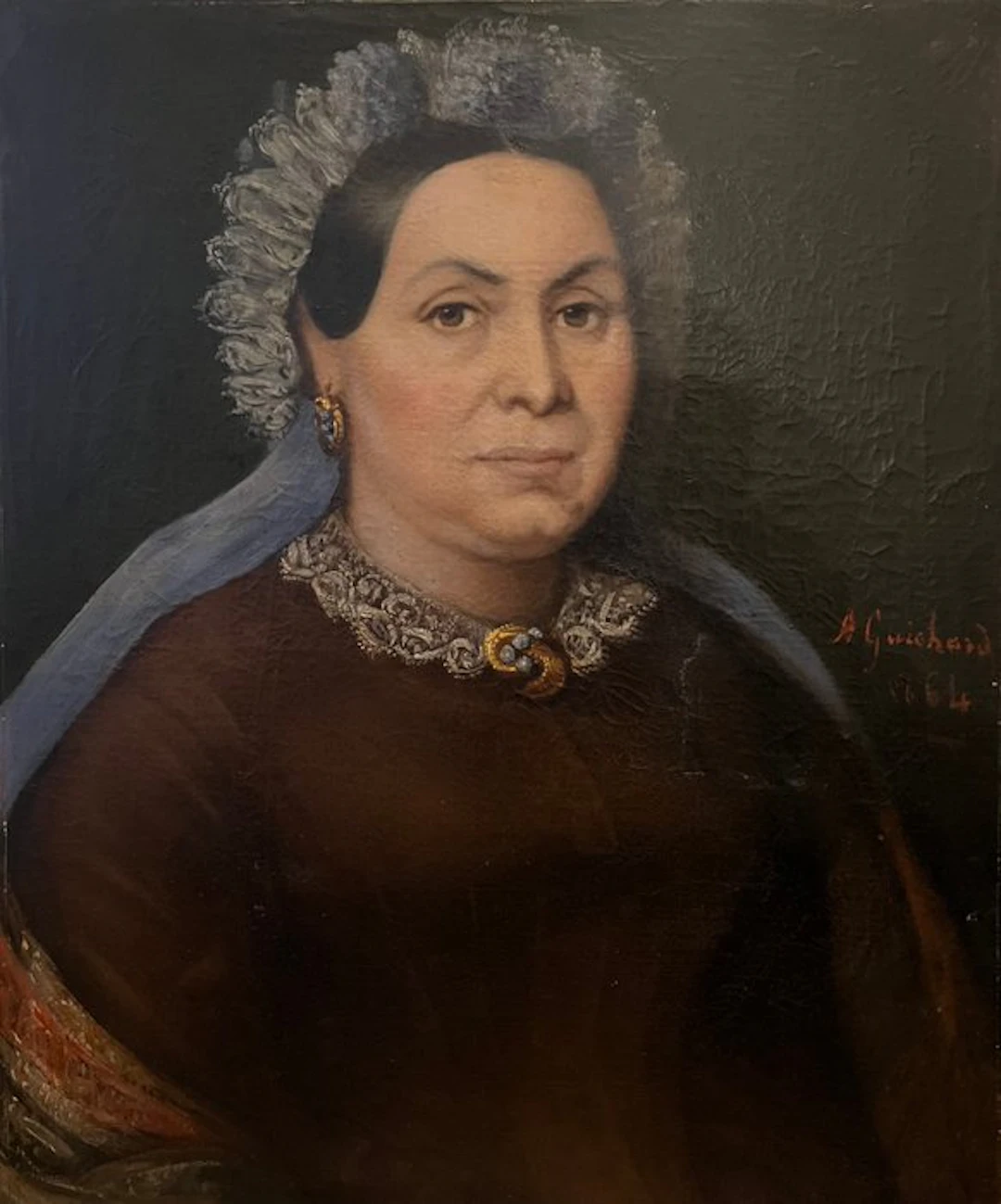 Joseph Alexandre Guichard (1830-1877) - Ritratto di dama francese