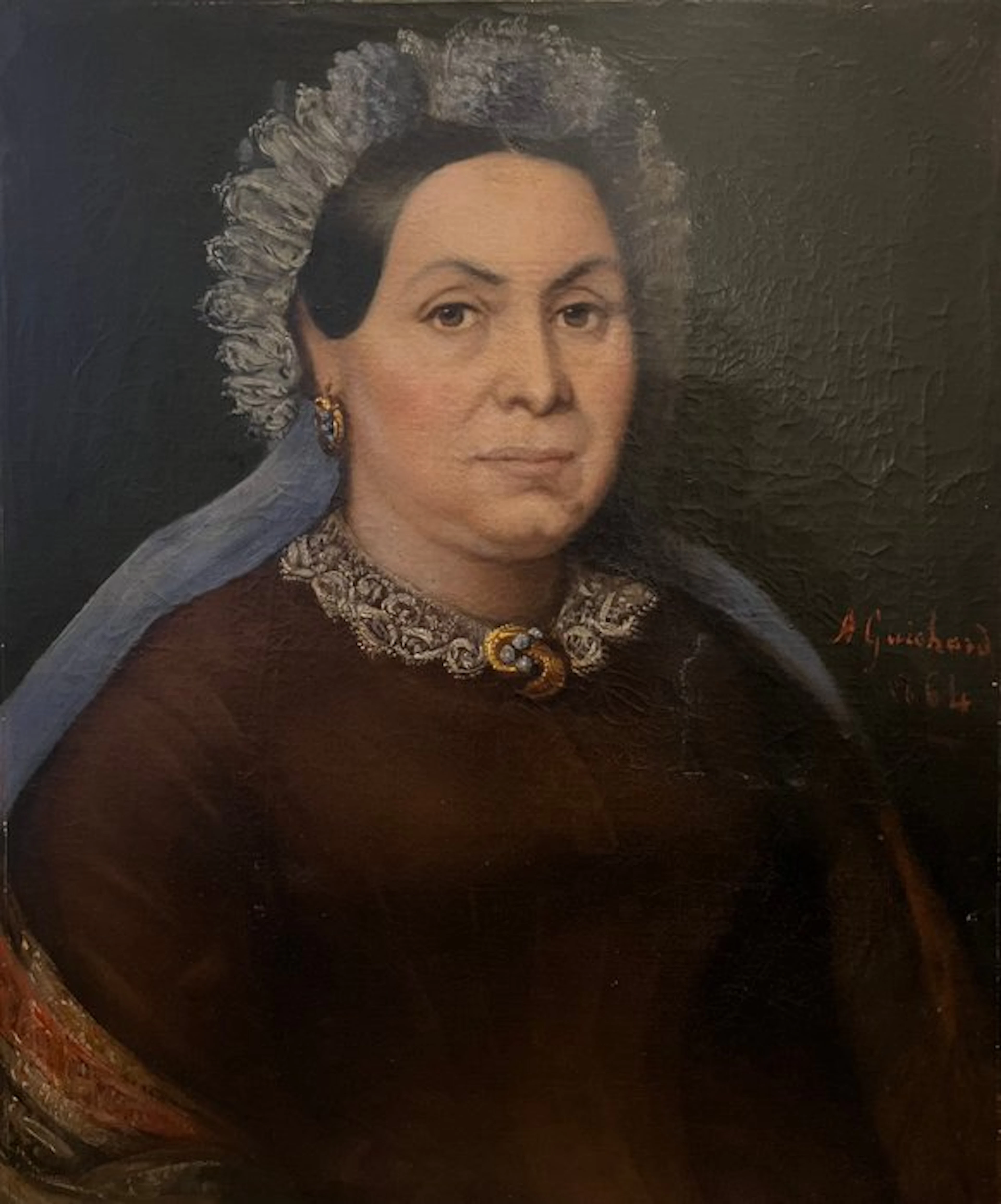 Joseph Alexandre Guichard (1830-1877) - Ritratto di dama francese
