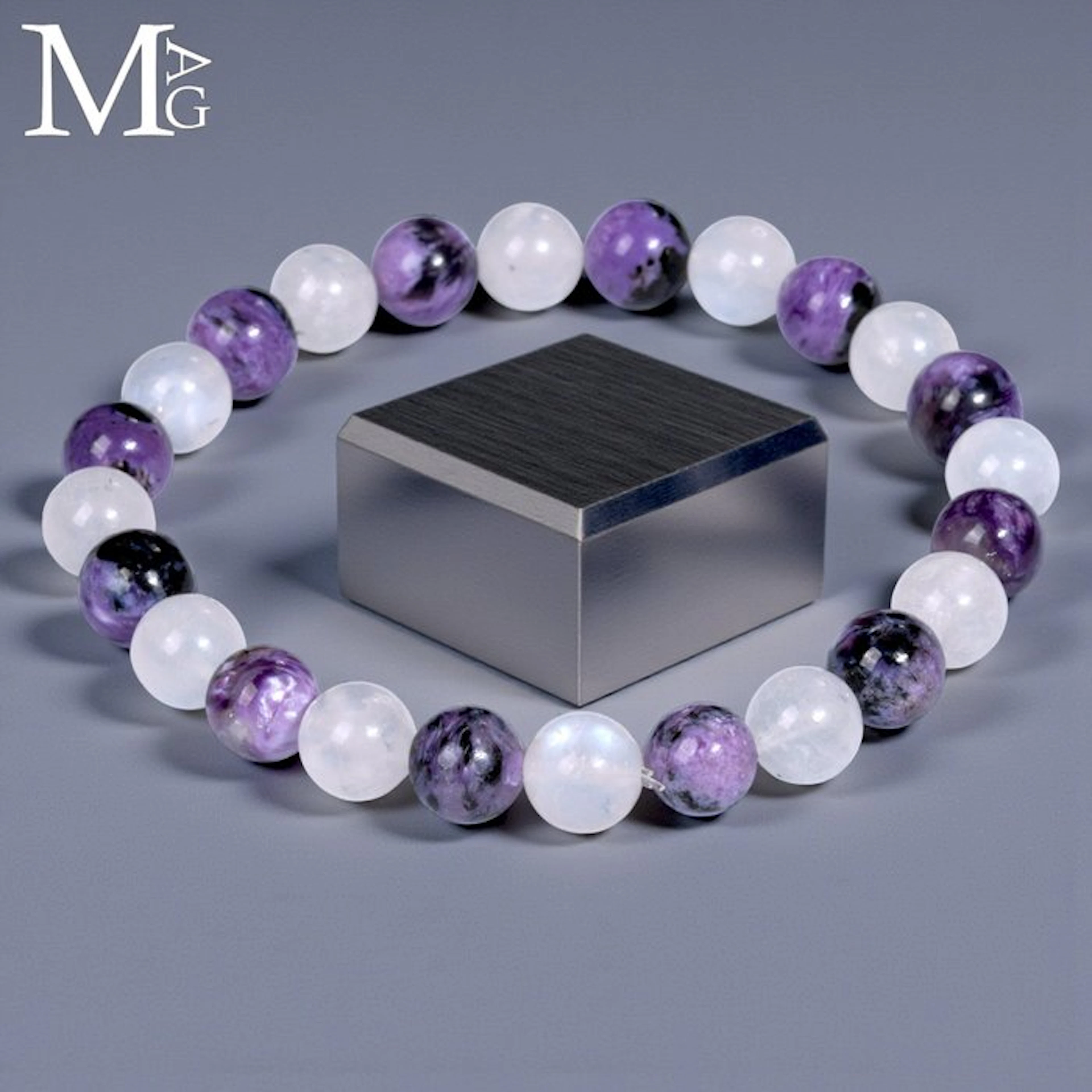 Siberian Charoite and Rainbow Moonstone - Exclusive Beads...