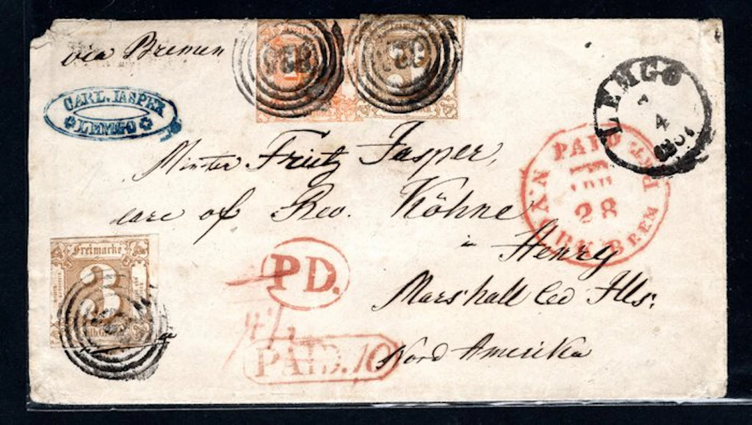 Thurn und Taxis 1862 - "325" on a registered letter with beige