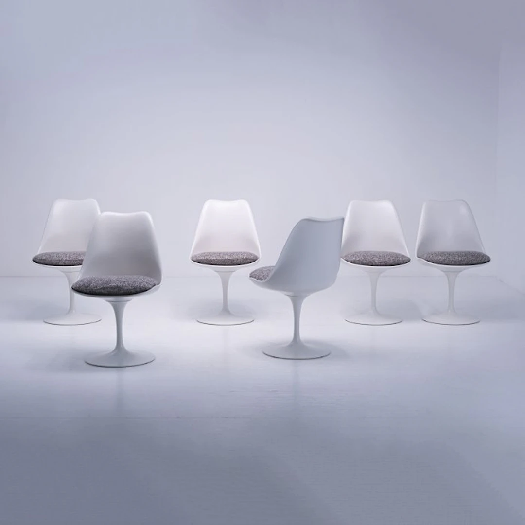 Knoll - Eero Saarinen - Chair (6) - Tulip chair - Aluminium, Textile