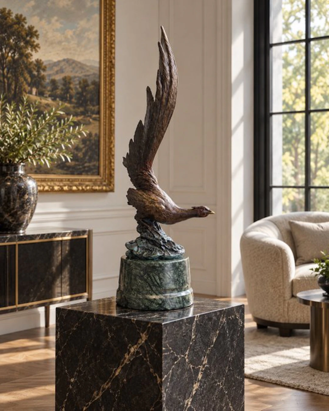Milo (1910-1978) - after - Sculpture, Bronzen fazant - 50.8 cm - Bronze, Marble
