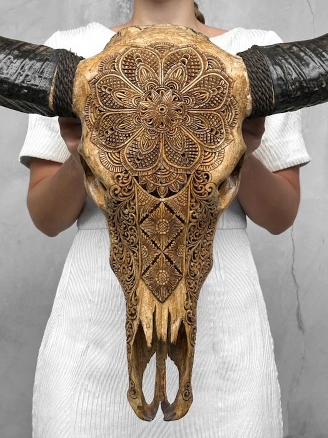 NO RESERVE PRICE - C- Authentic Large Brown Carved Water...