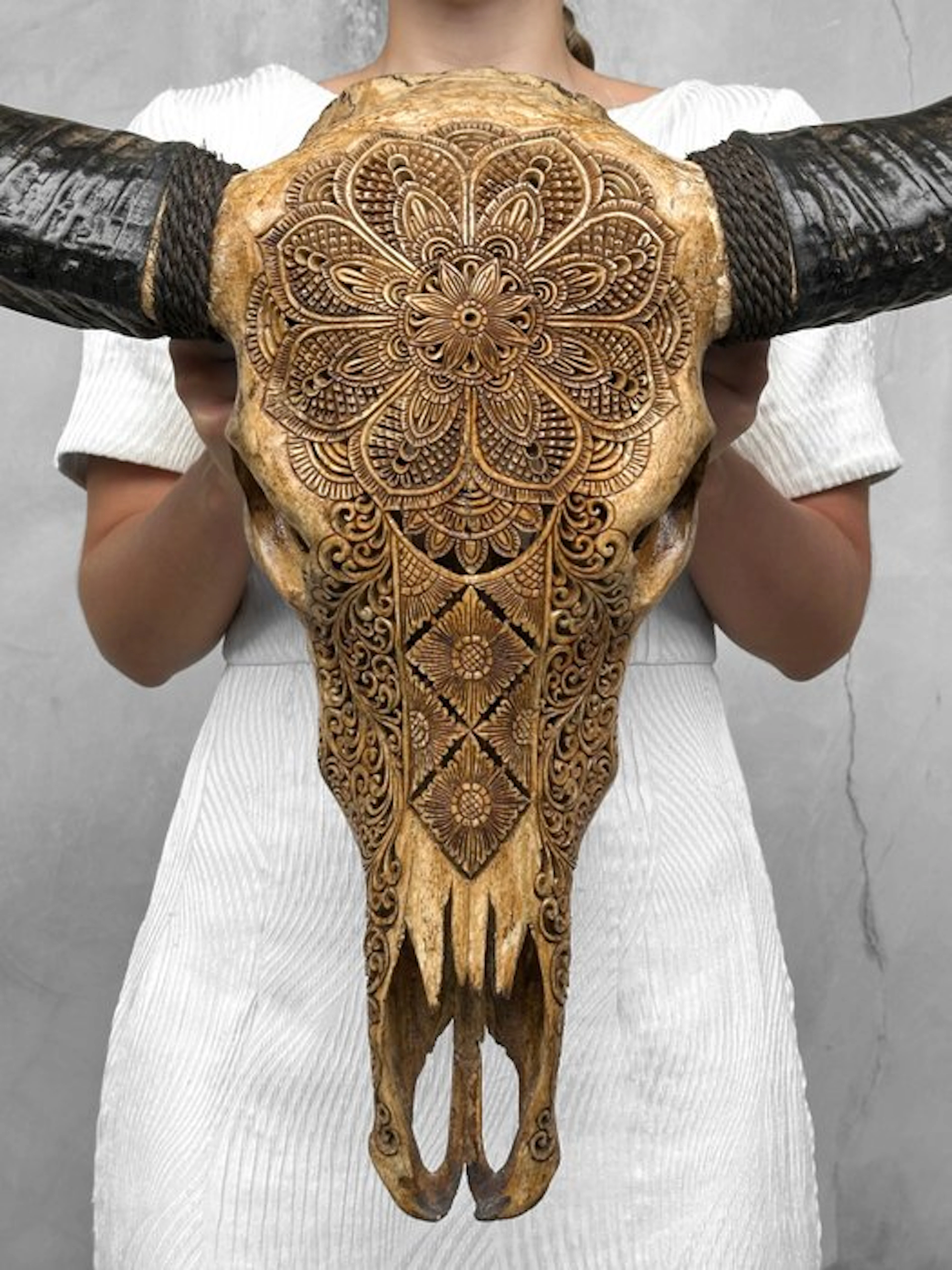 NO RESERVE PRICE - C- Authentic Large Brown Carved Water...