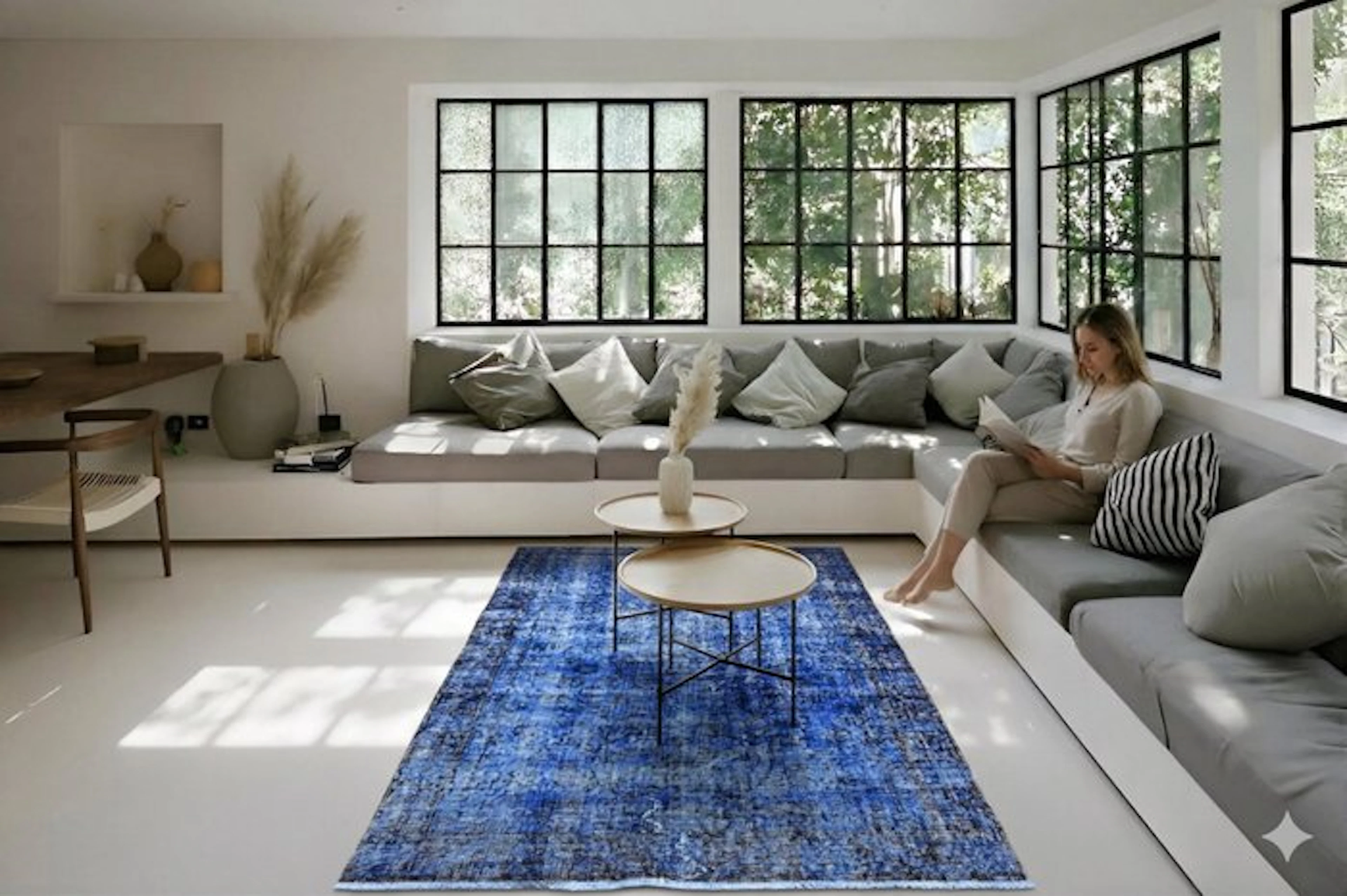 Blue vintage - Rug - 195 cm - 105 cm - with certificate