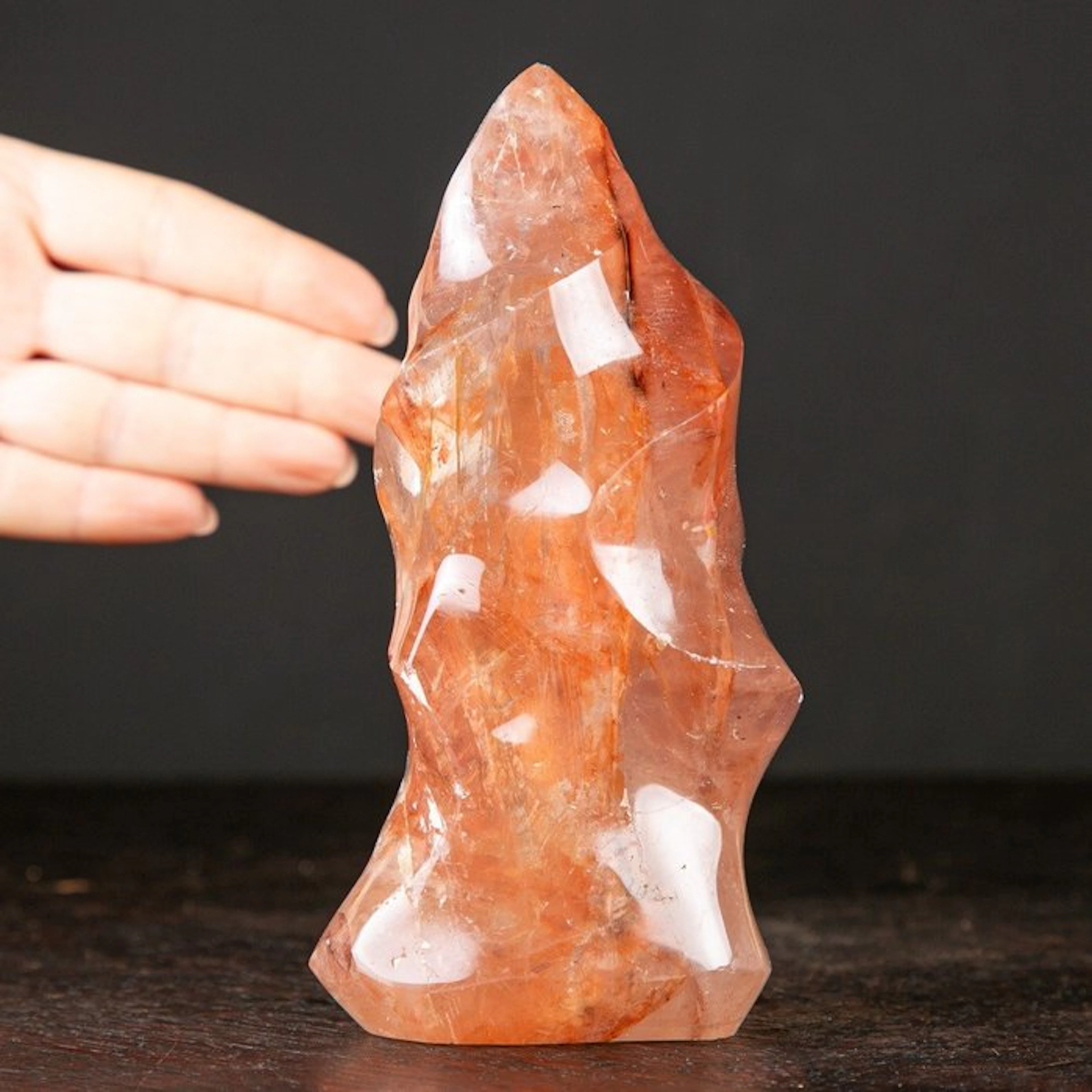 Radiant Flame-Shaped Hematoid Quartz - Fiery Red Iron...