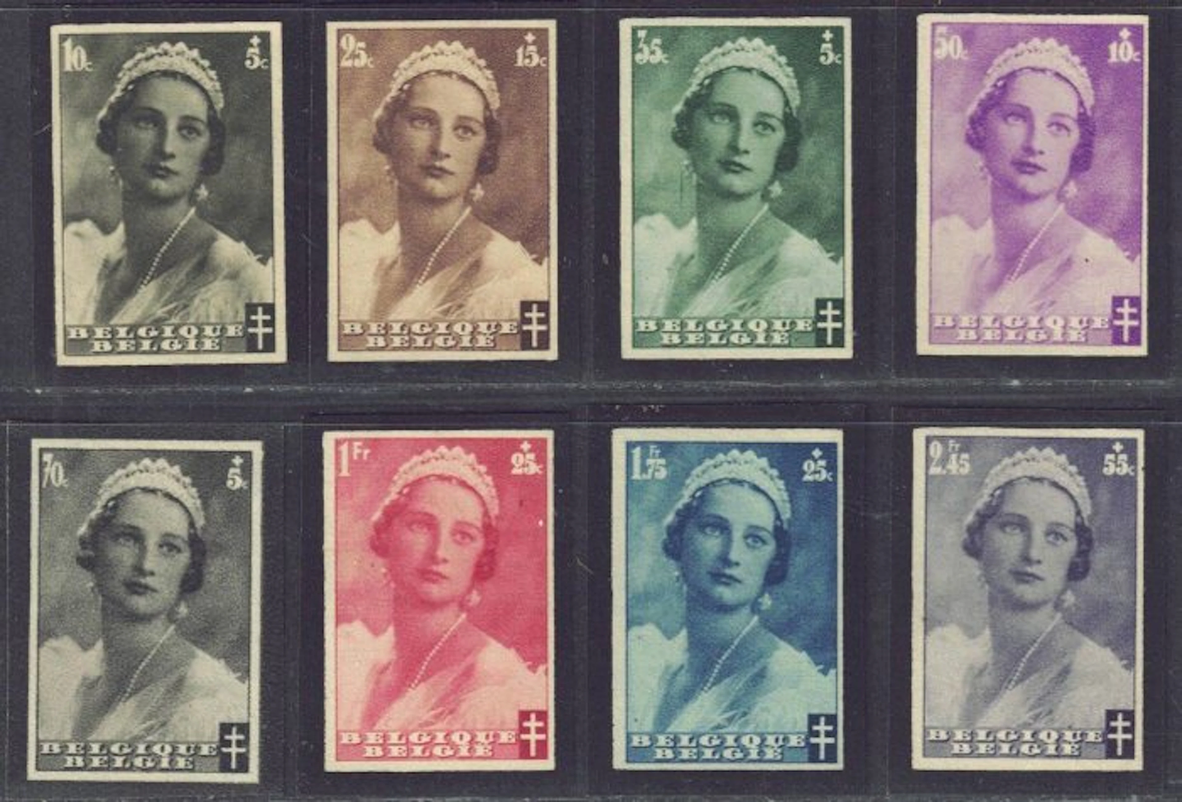 Belgium 1935 - Mourning seals Her Majesty Queen Astrid
