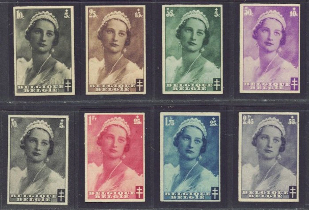 Belgium 1935 - Mourning seals Her Majesty Queen Astrid