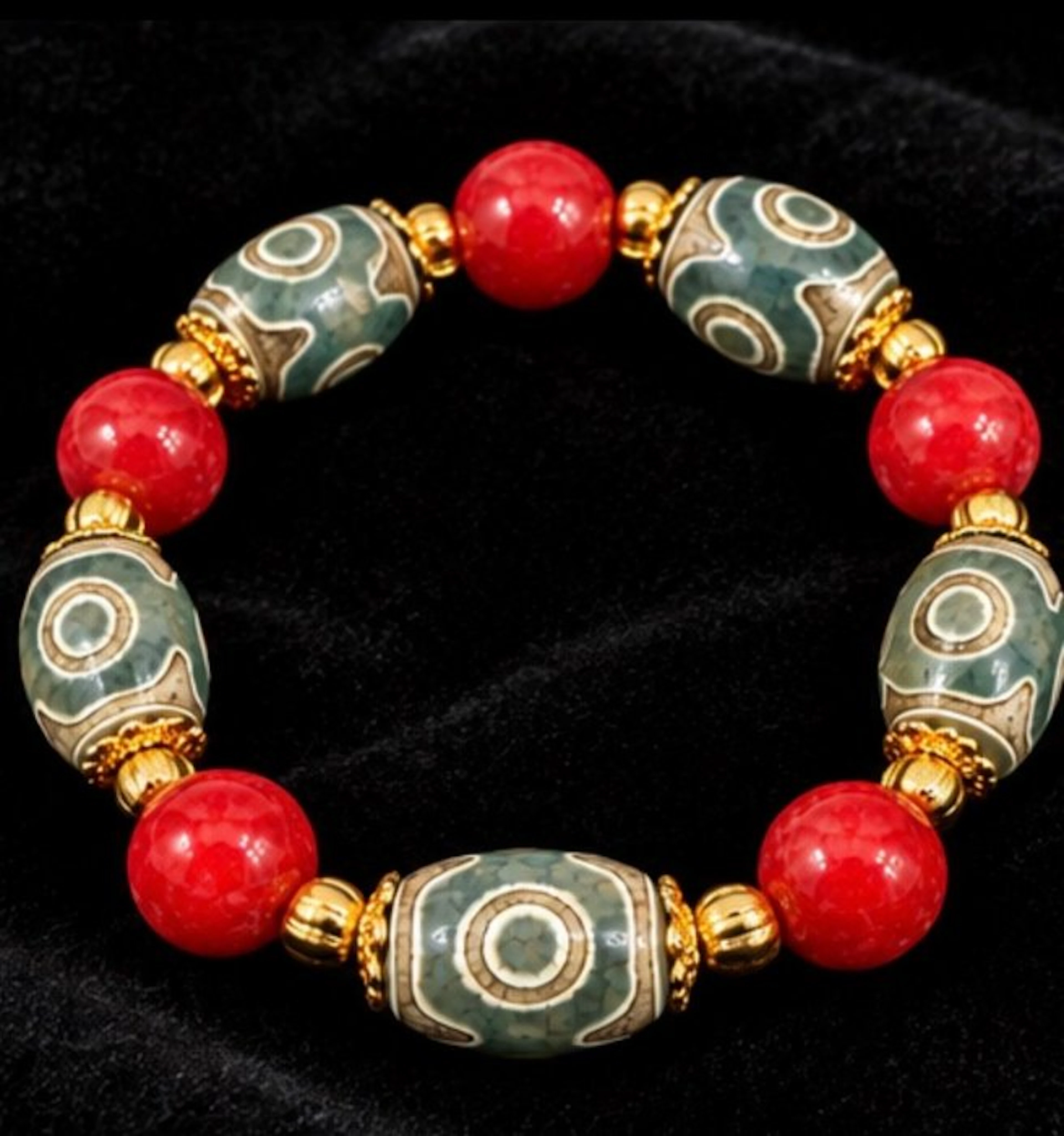 Exquisite Natural Agate & Coral Beaded Bracelet - Bracelet