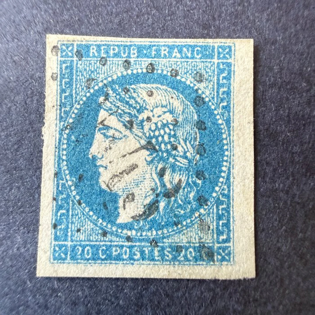 France - Yvert 44Bb "Bordeaux 20c light blue" R2