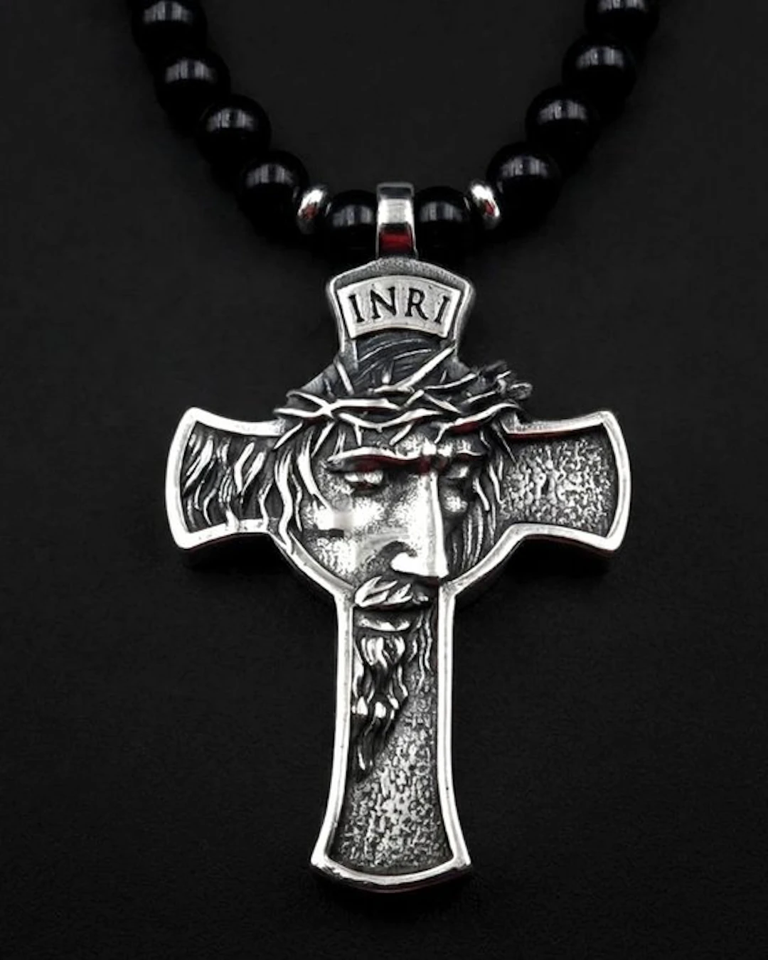 Obsidian - Christ's Cross Necklace - Sacred Protection...