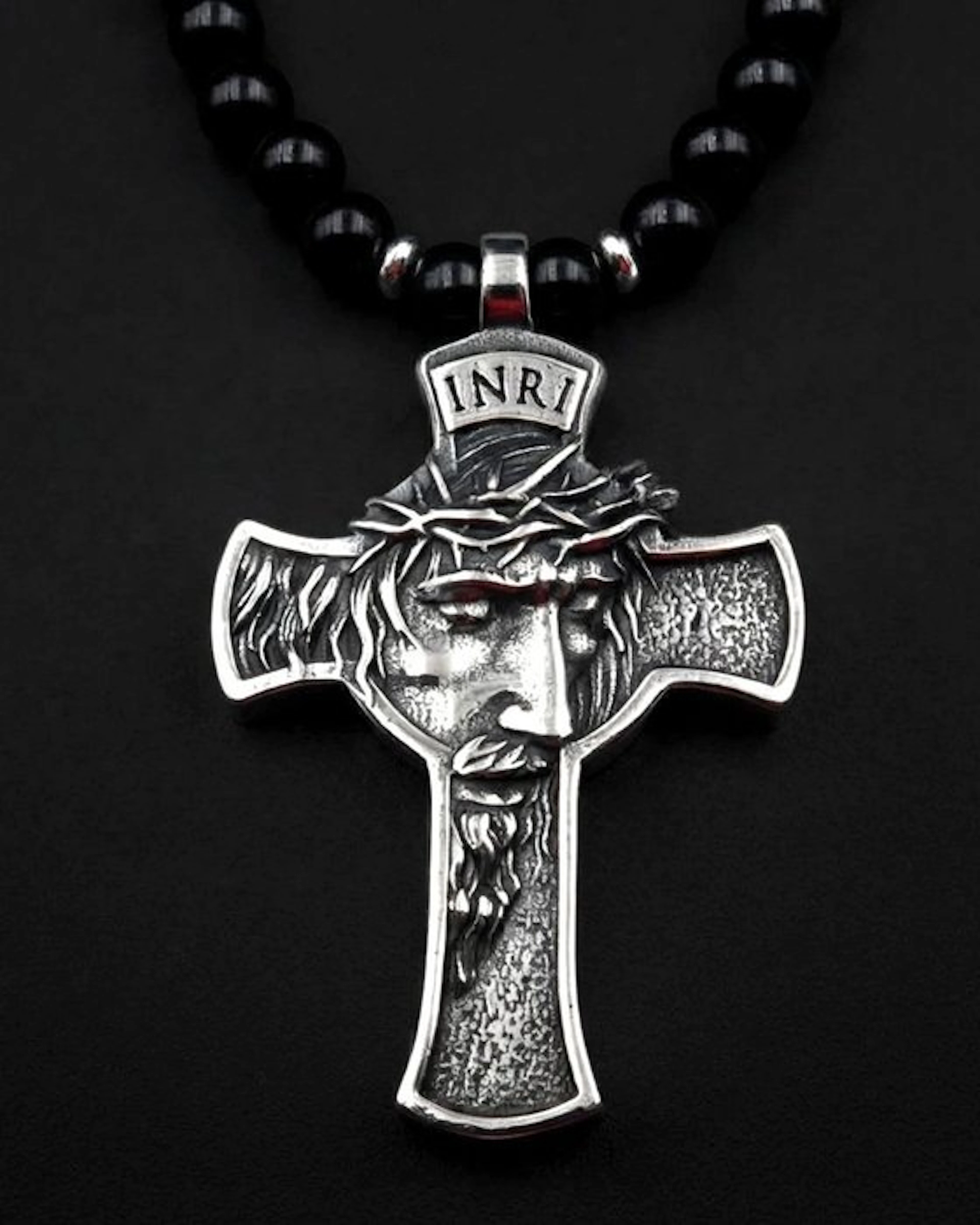 Obsidian - Christ's Cross Necklace - Sacred Protection...