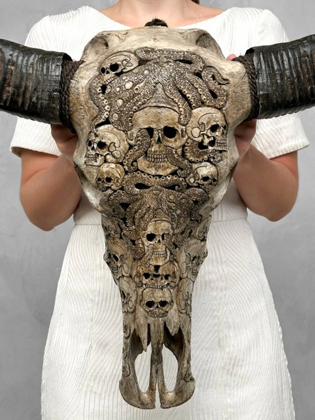 NO RESERVE PRICE - C - Large Brown Hand - Carved Water...