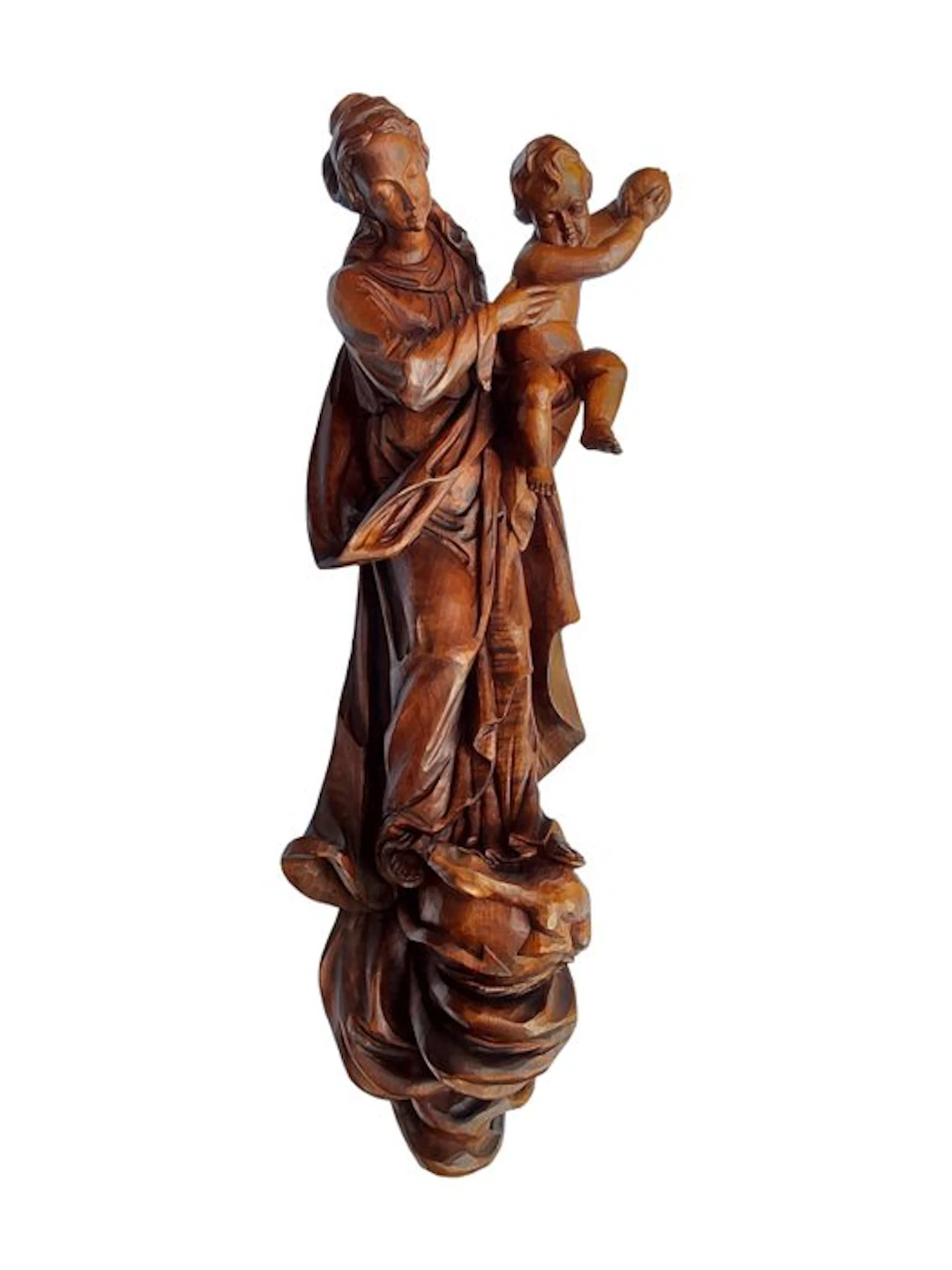Carving, Maria met Kind Jezus - Handgesneden - 47 cm - Wood