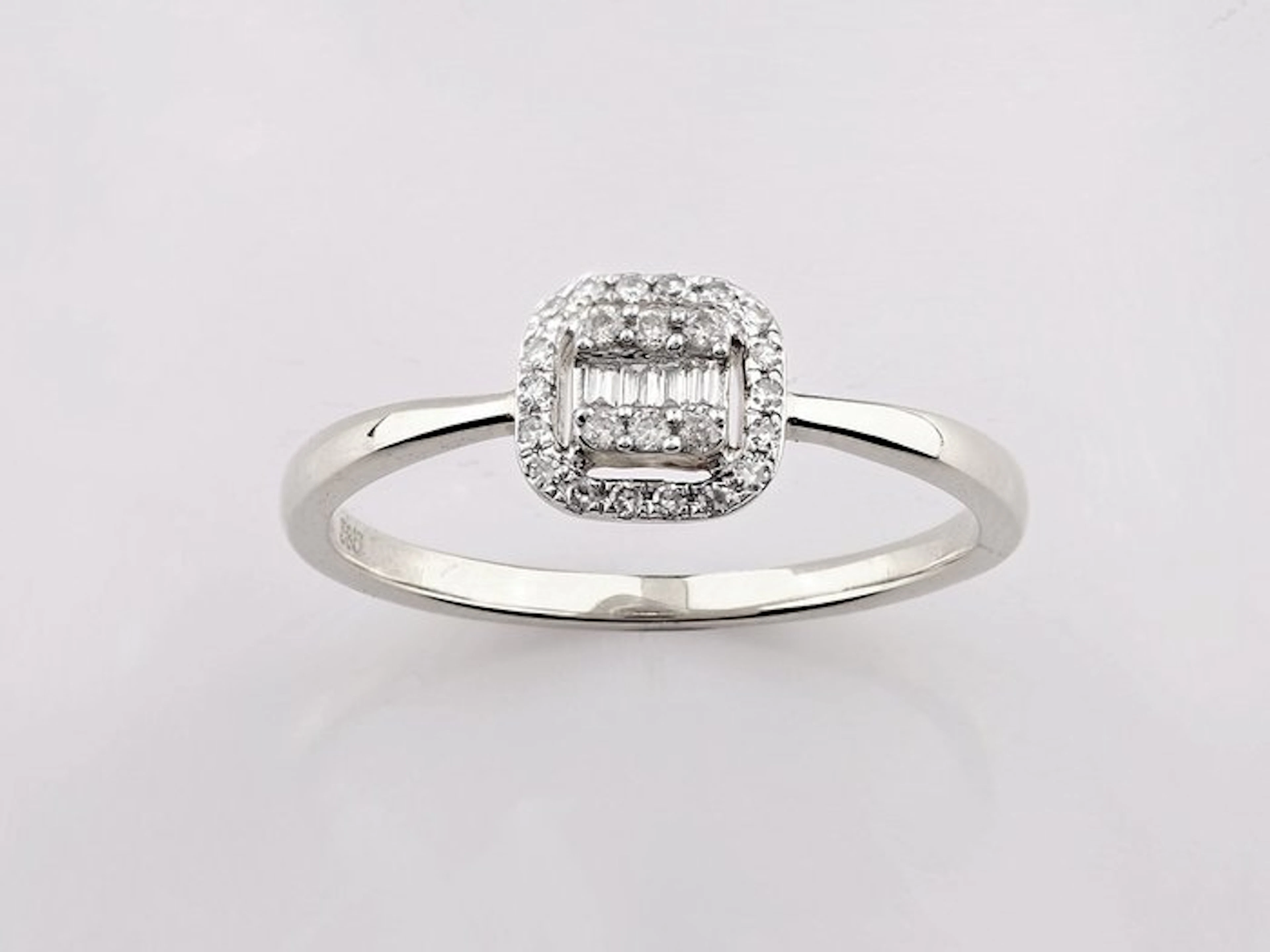 Ring - 14 kt. White gold - 0.12ct. tw. Diamond (Natural)