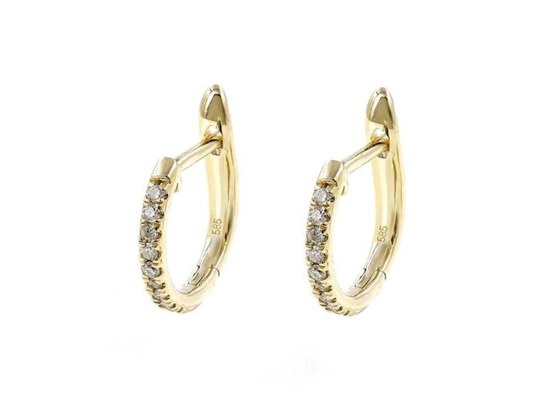 No reserve price - Earrings - 14 kt. Yellow gold - 0.10ct. tw. Diamond