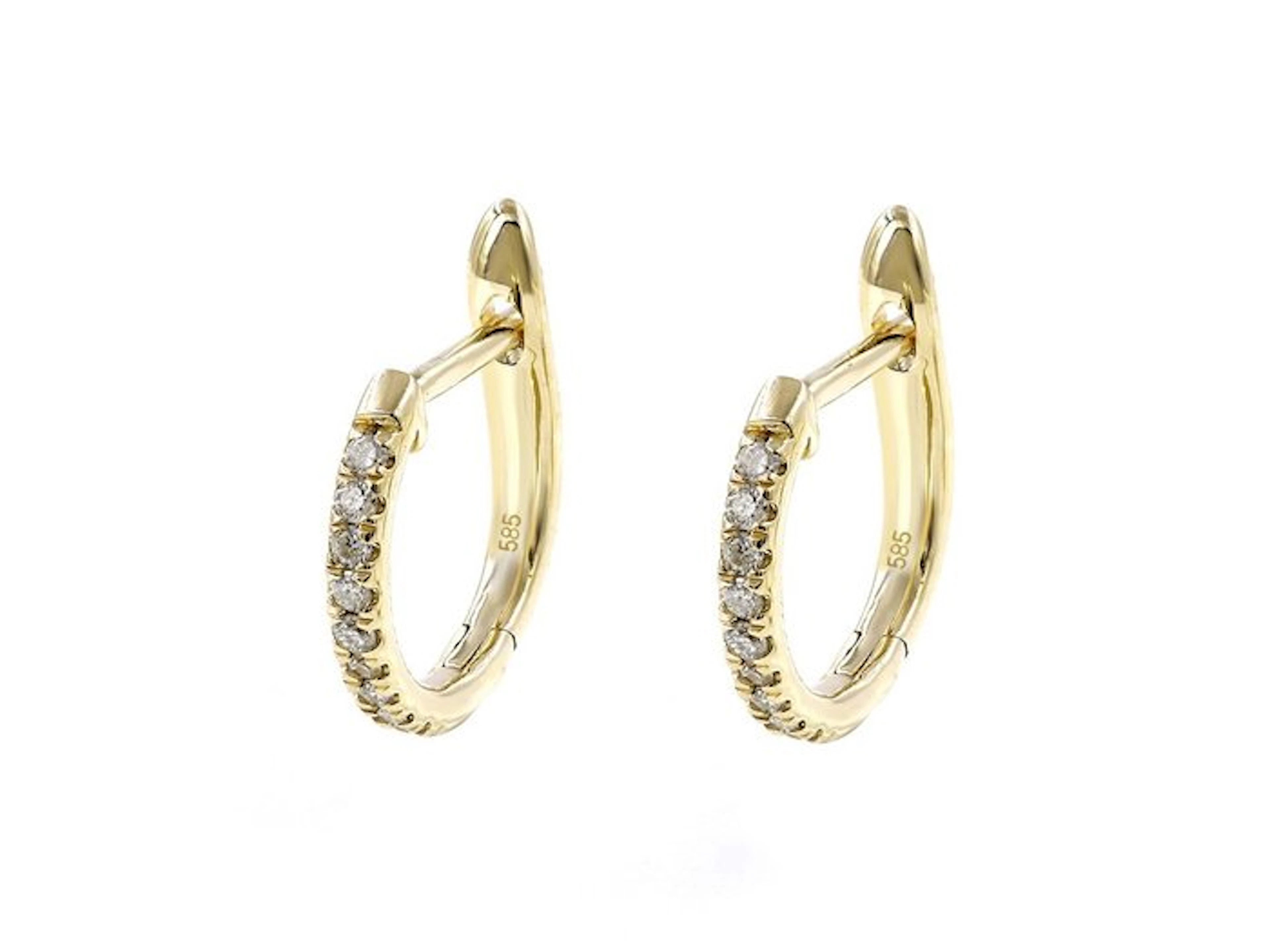 No reserve price - Earrings - 14 kt. Yellow gold - 0.10ct. tw. Diamond