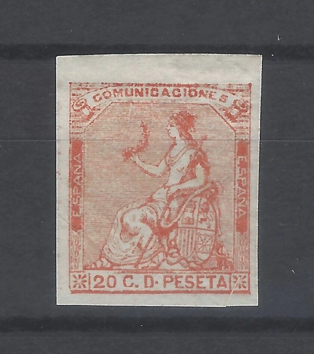 Spain 1873 - Allegory 20 cents - color change - Edifil nº 134pcc