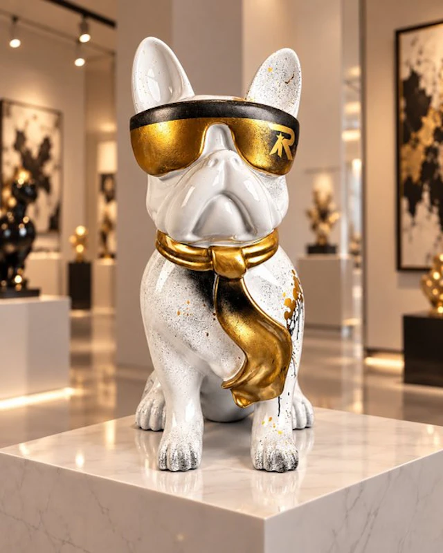 Renze Art - Sculpture, GOLDEN GIRL DOG - 60 cm - polyester - 2026