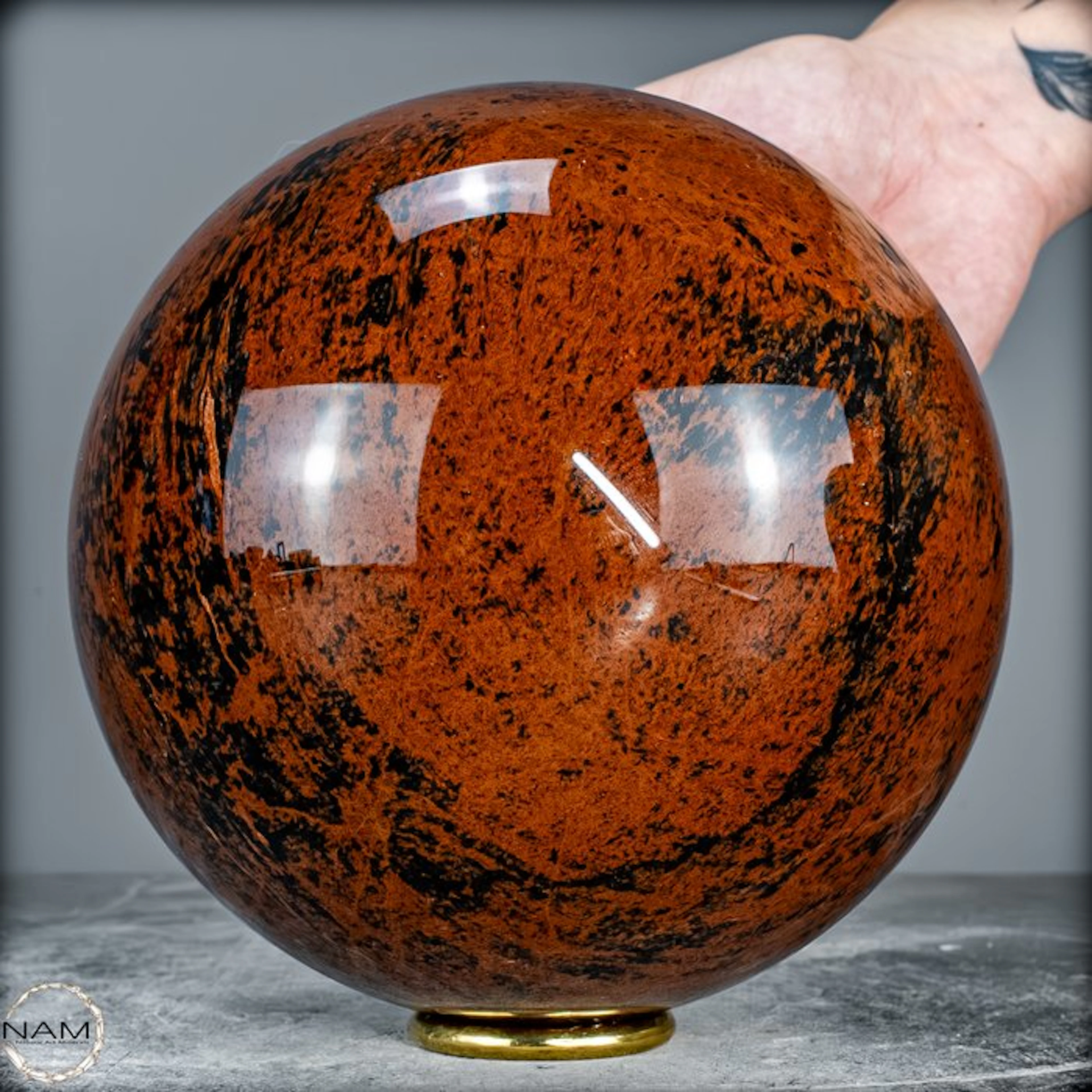 Majestätische Mahagony-Obsidian Kugel aus Mexiko – 3,9 kg- 3937.88 g
