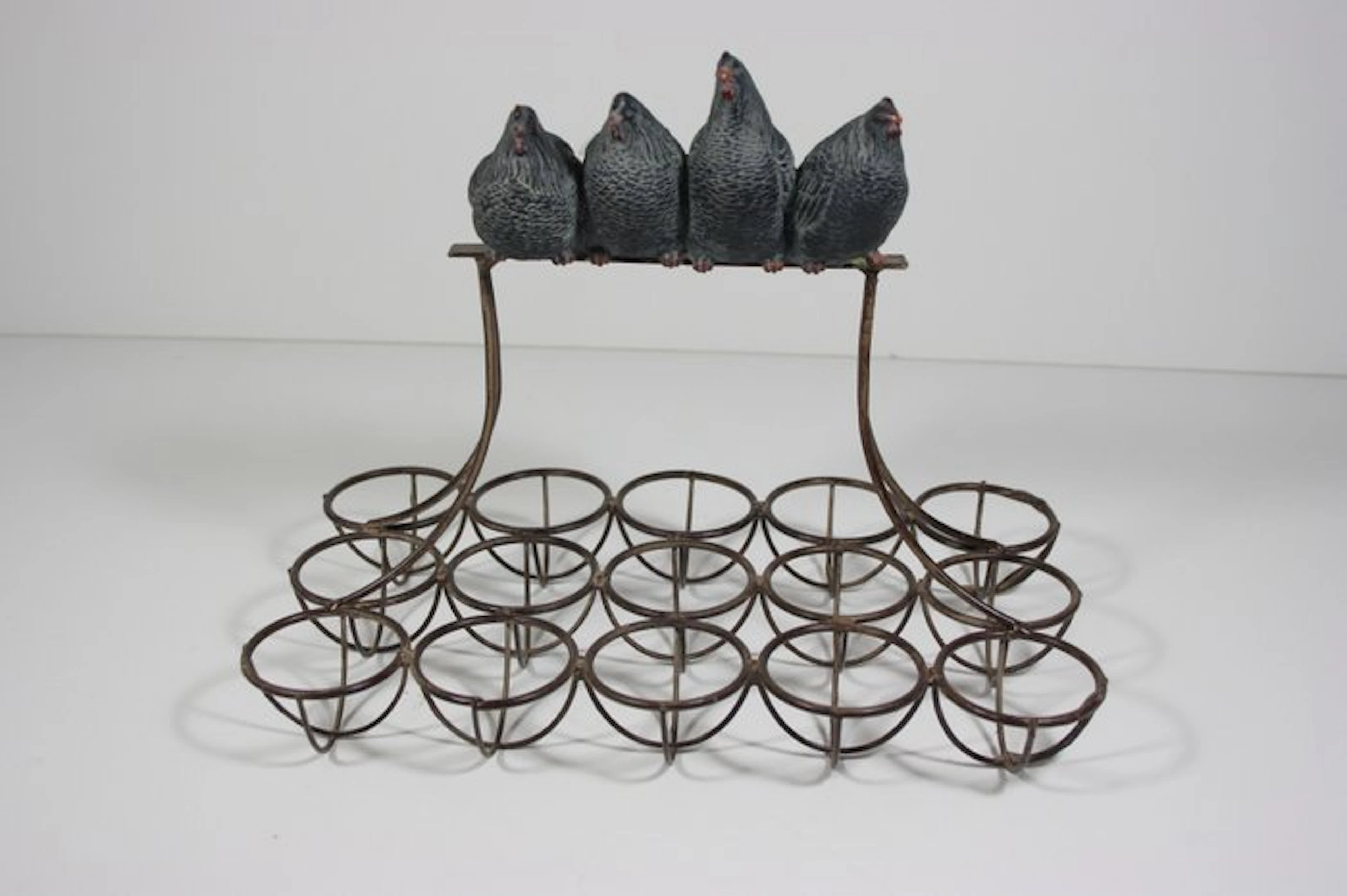 Egg holder set - "Kippen op stok" - Iron, Resin