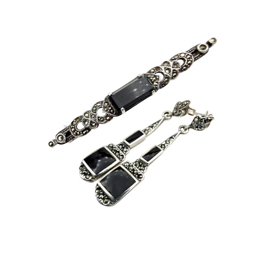 Silver - 2 piece jewellery set - Art Deco