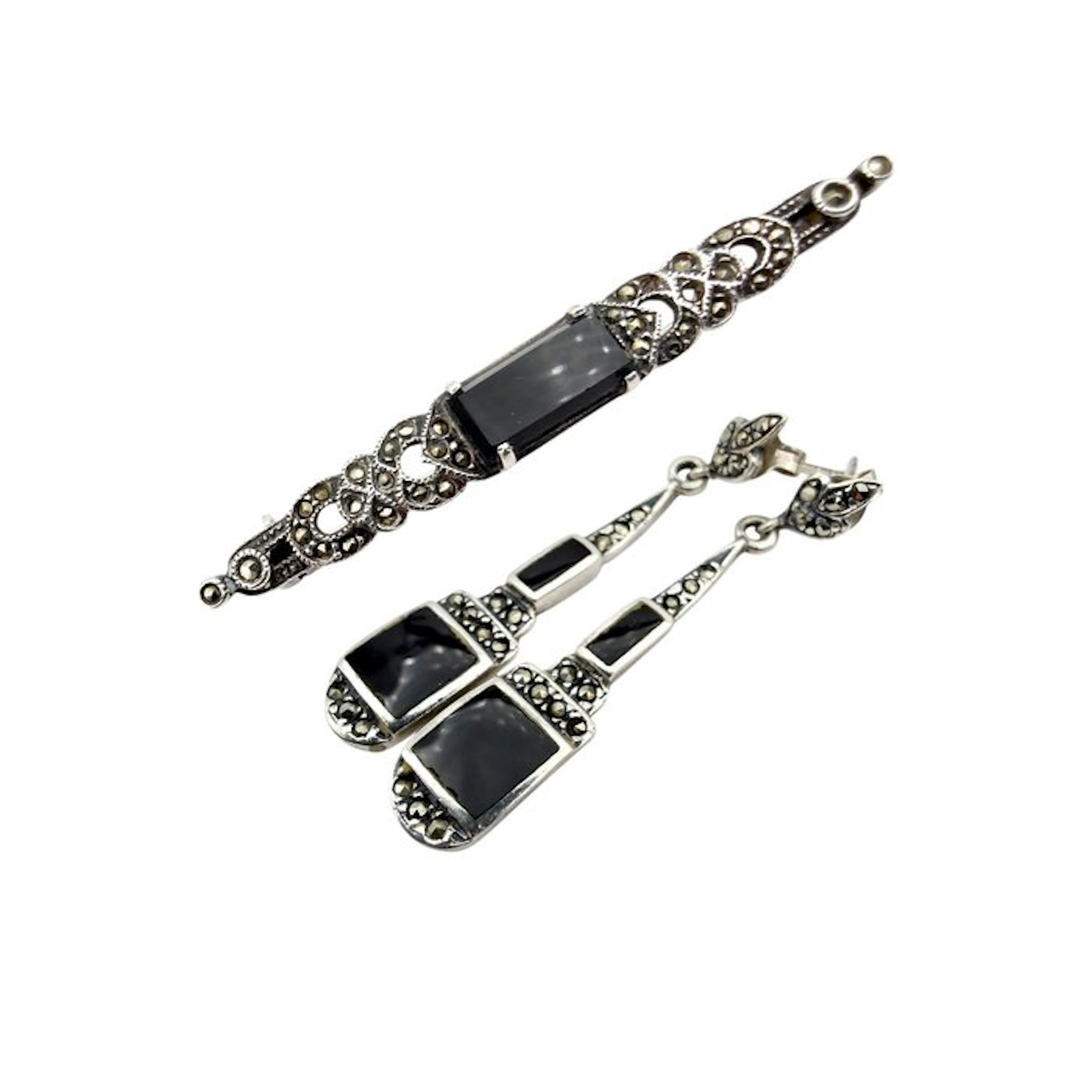 Silver - 2 piece jewellery set - Art Deco