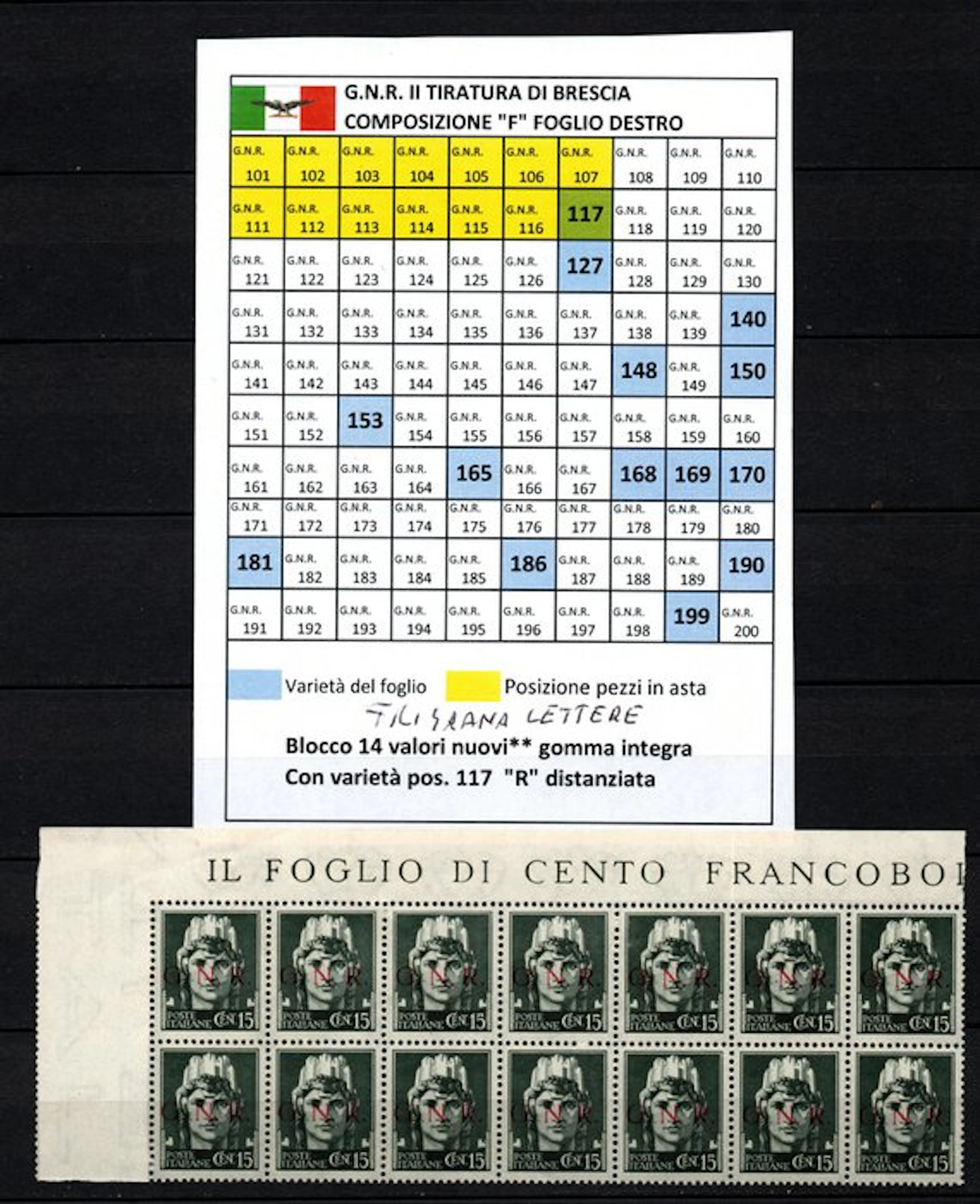 Italy 1944 - Block of 14 G.N.R