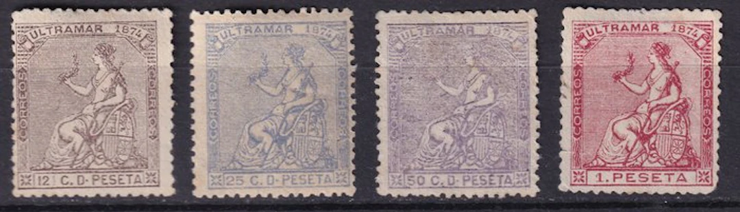 Spanish Antilles - 1874 - Alfonso XII - Edifil 27/30...