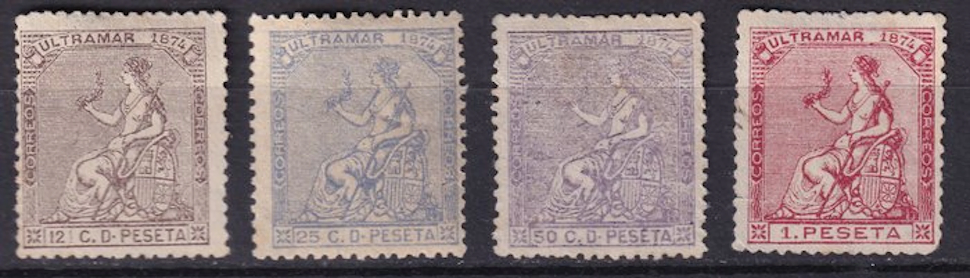 Spanish Antilles - 1874 - Alfonso XII - Edifil 27/30...