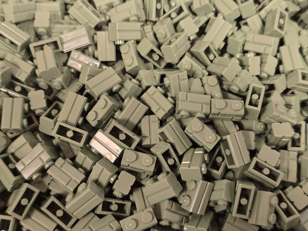 LEGO Bricks - 500 Mansory steenmotief stenen 1x2 Zandgroen
