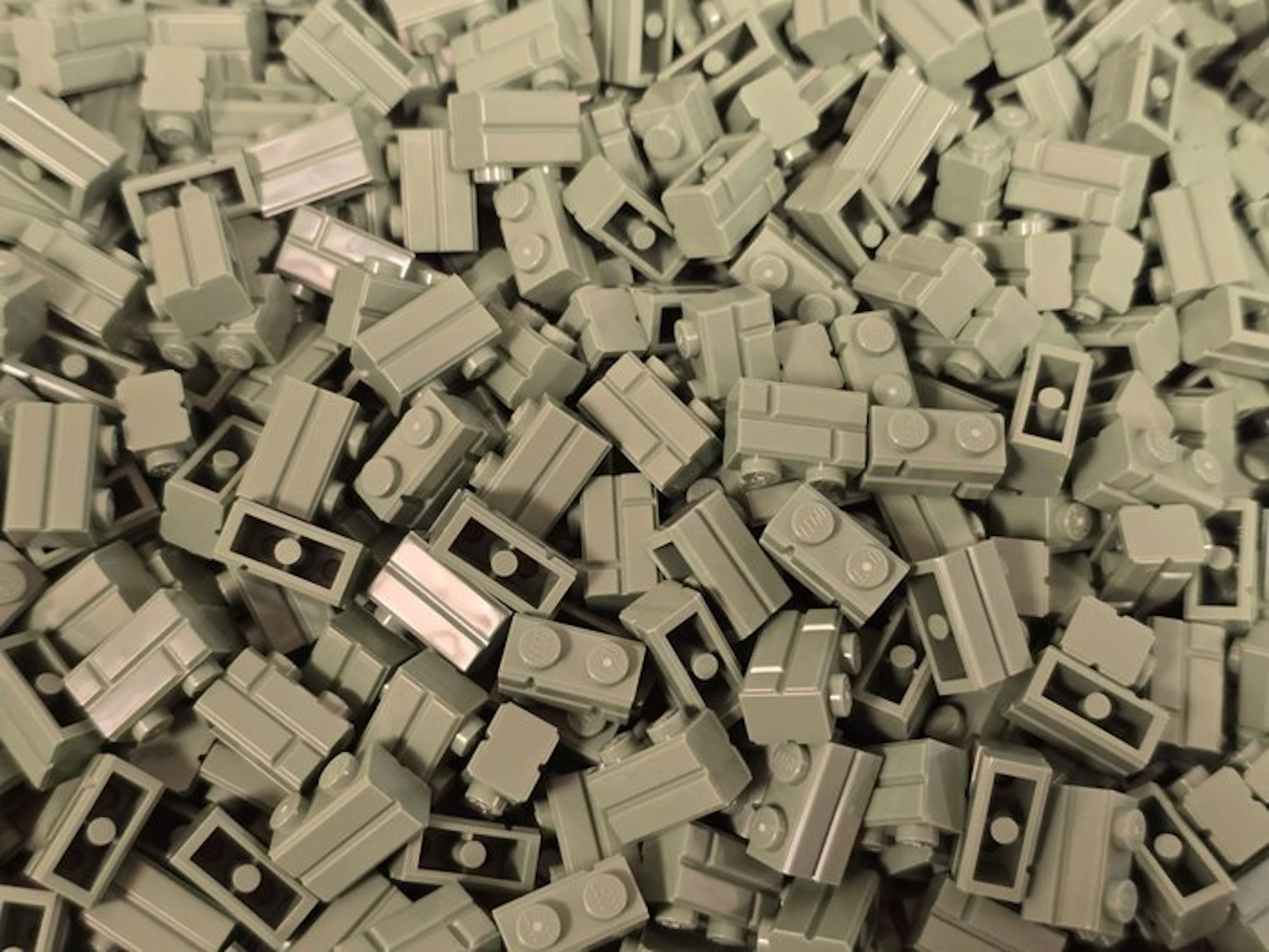 LEGO Bricks - 500 Mansory steenmotief stenen 1x2 Zandgroen