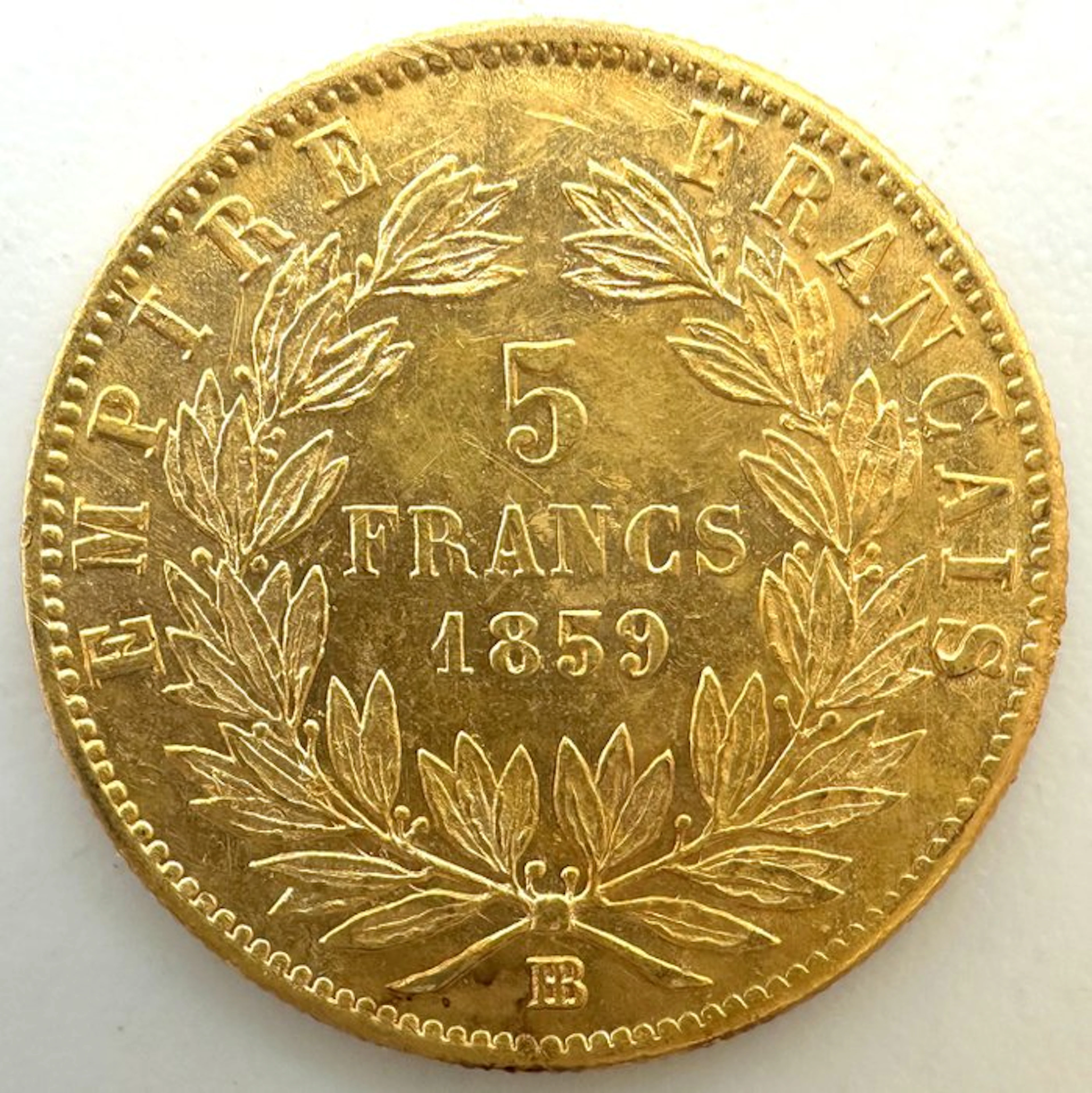France. Napoléon III. 5 Francs 1859-BB, Strasbourg (No reserve price)