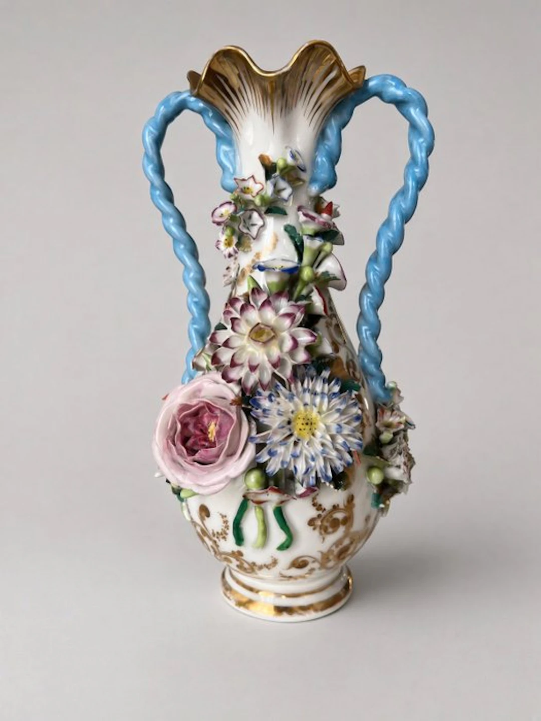 Vase - A 19th Century French Jacob Petit Gilt and...