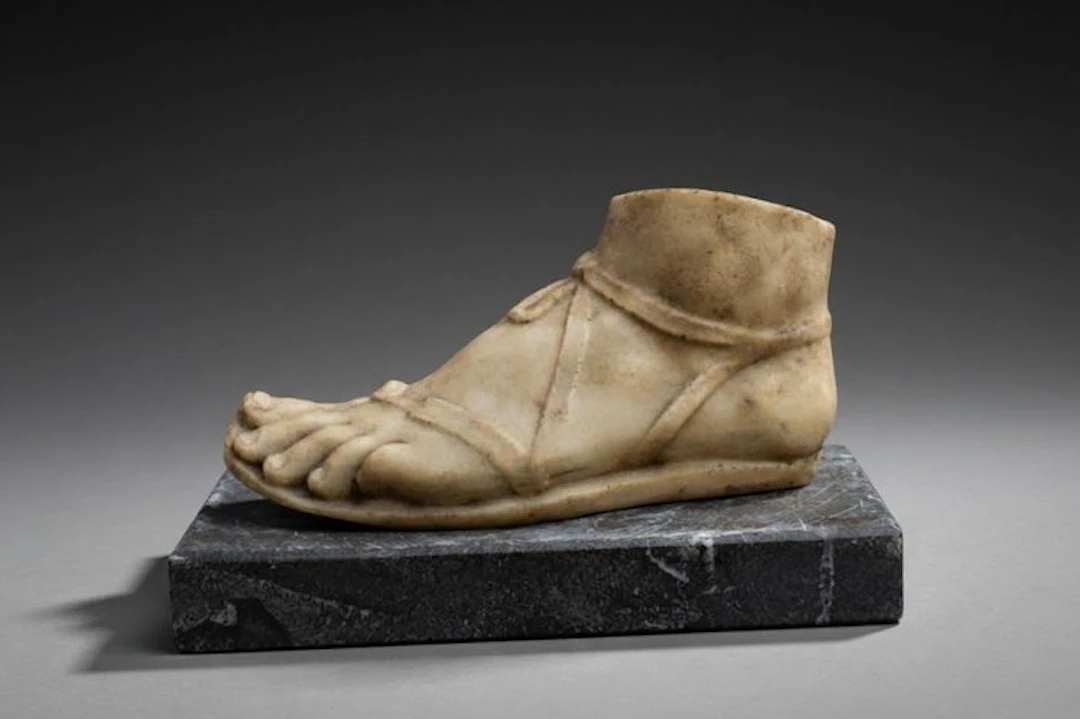 Figure - Reconstructed Carrara marble foot in Greco-Roman style.