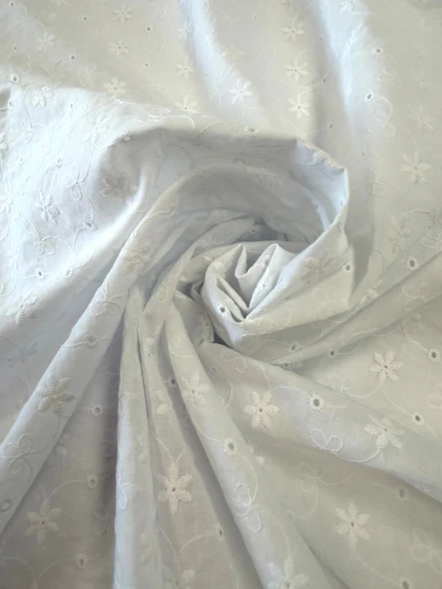 1332★100% cotton★ SANGALLO fabric embroidered on white...