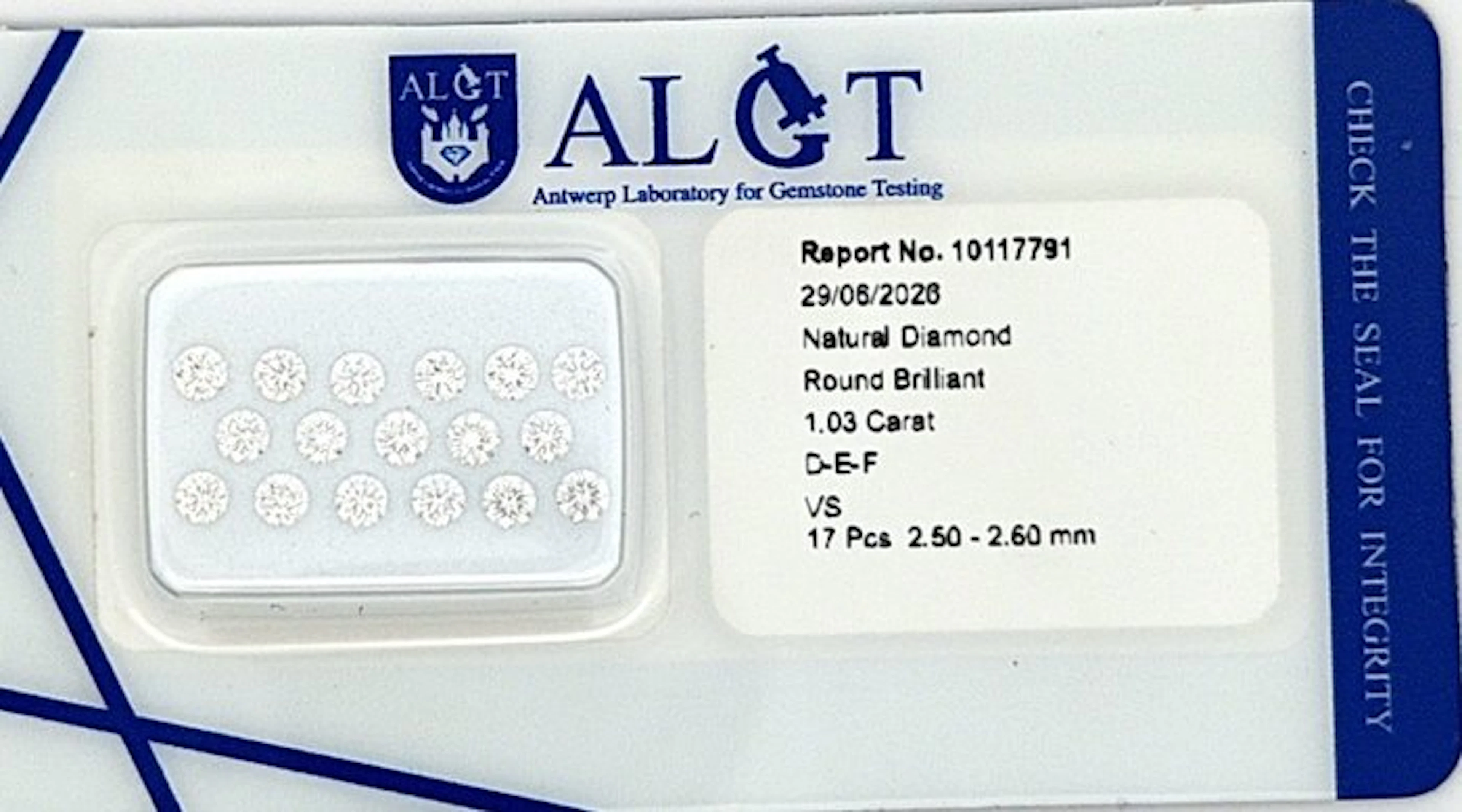 17 pcs Diamond (Natural) - 1.03 ct - Round - F