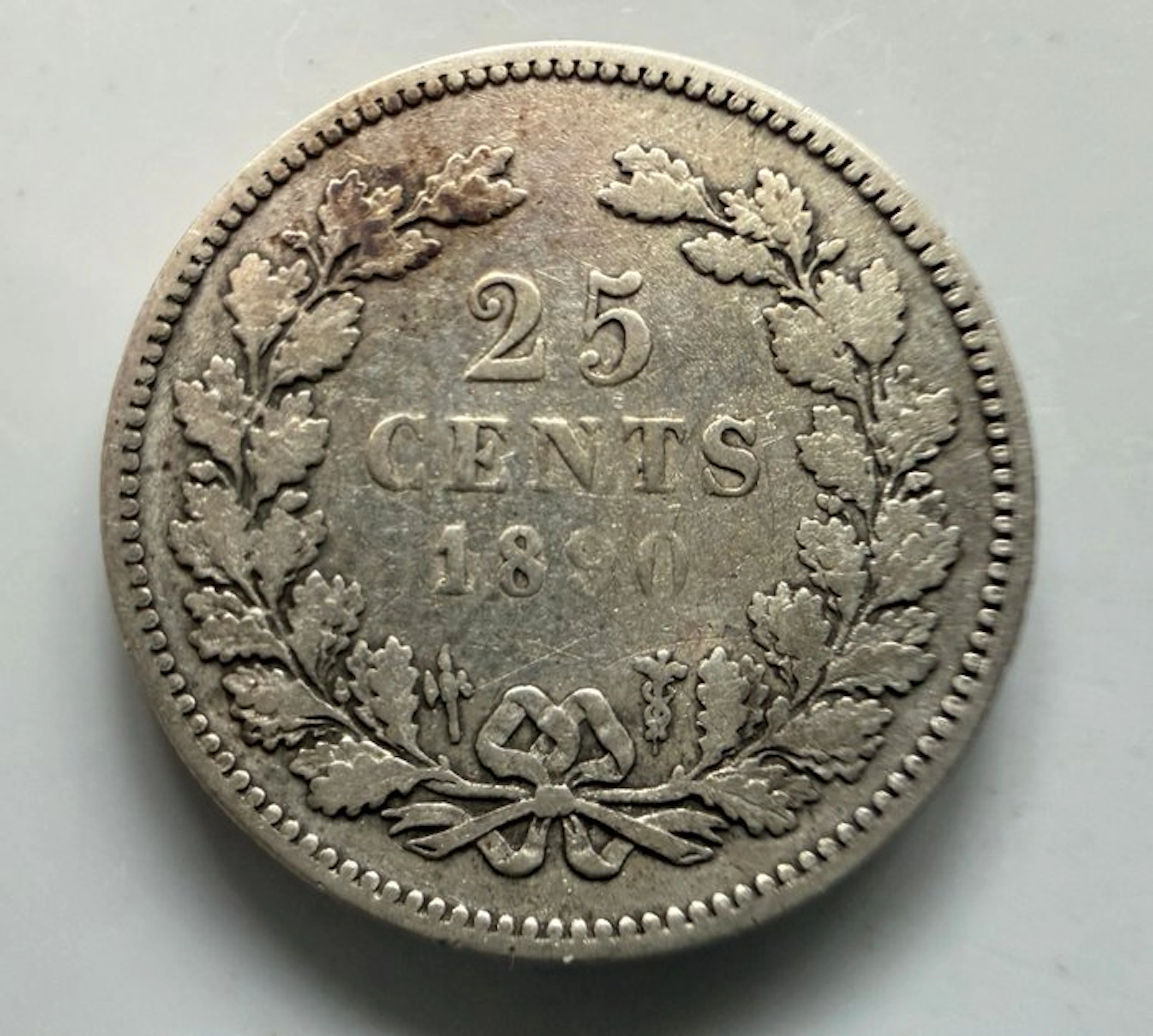 Netherlands. Willem III. 25 cent 1890, schaars (No reserve price)