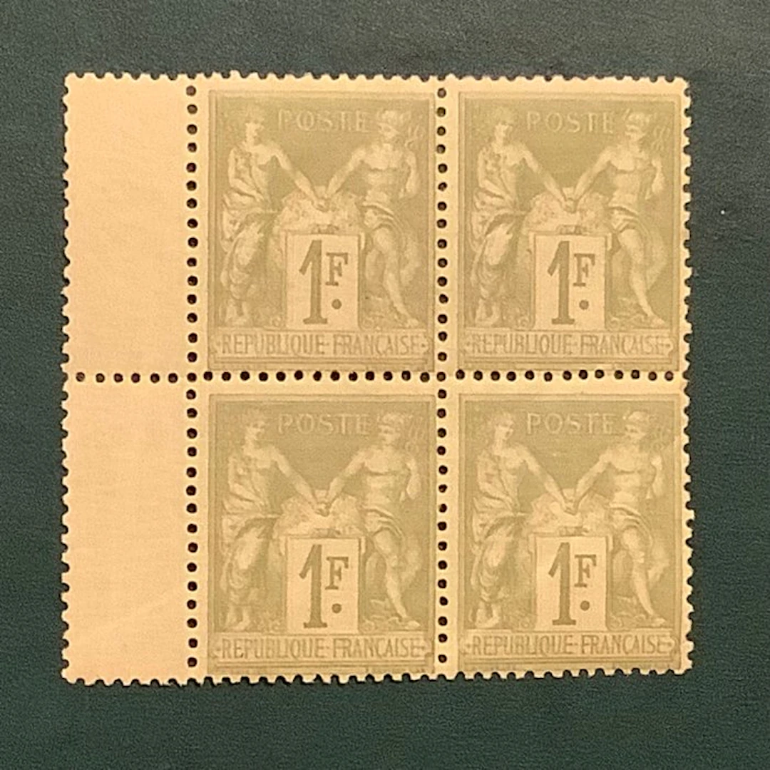 France 1883 - 1 Fr Sage Type II in a block of four with...