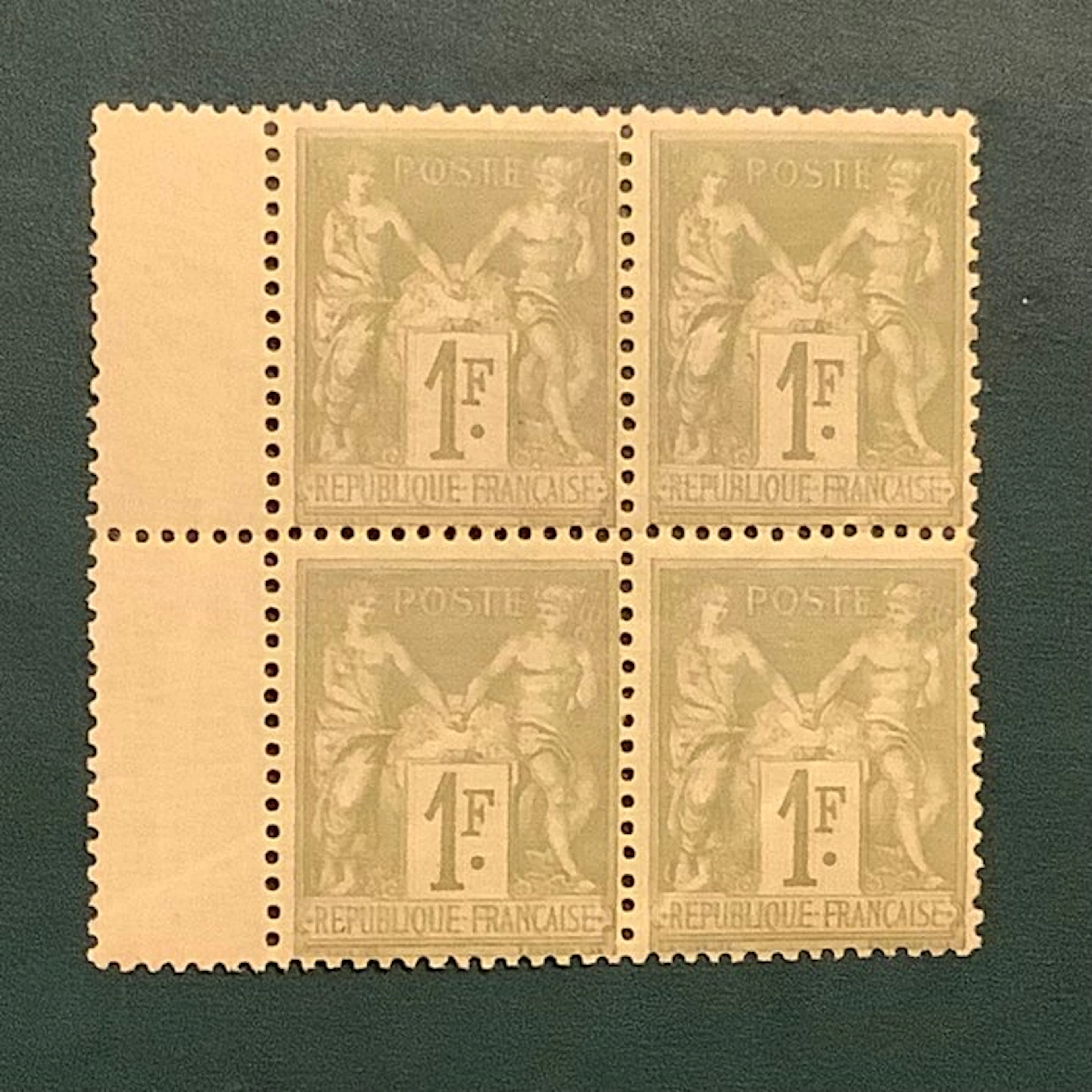 France 1883 - 1 Fr Sage Type II in a block of four with...