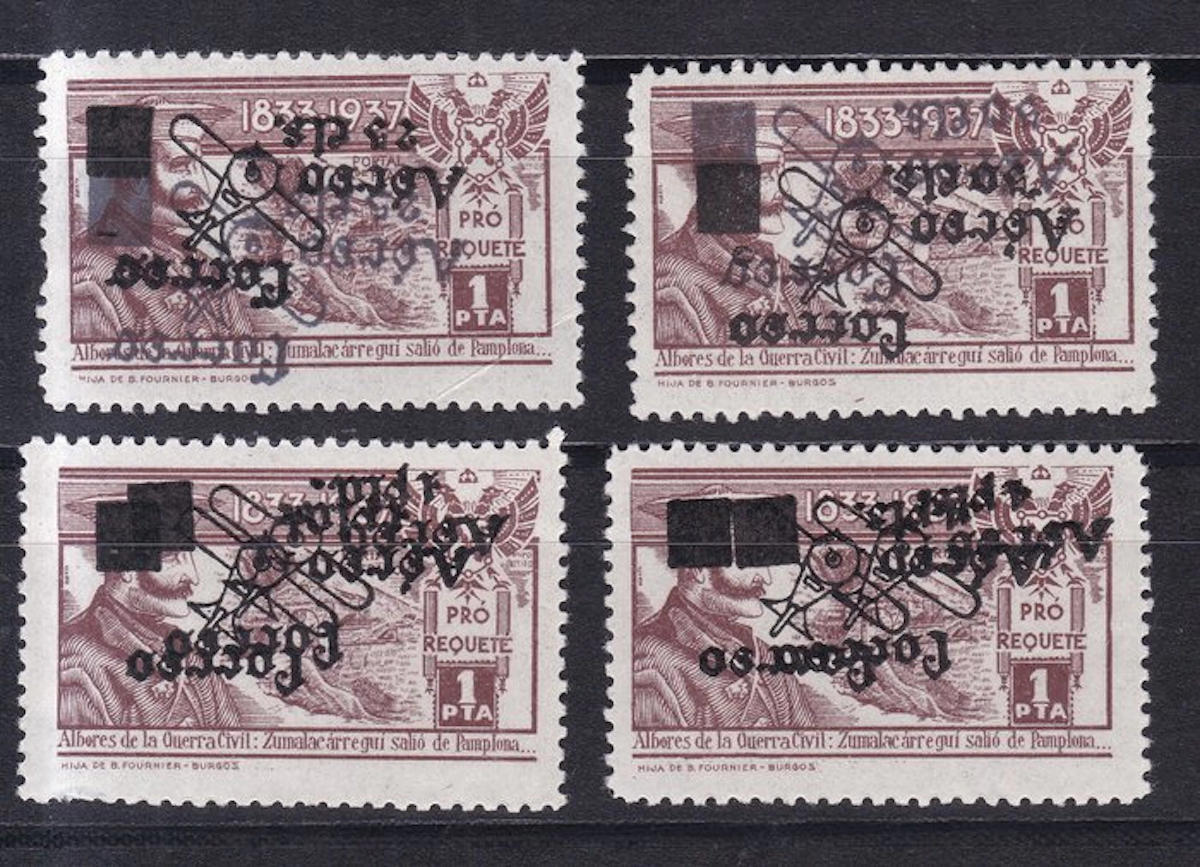 Spain 1936 - REQUETES - Complete Series with Double Inverted Overload