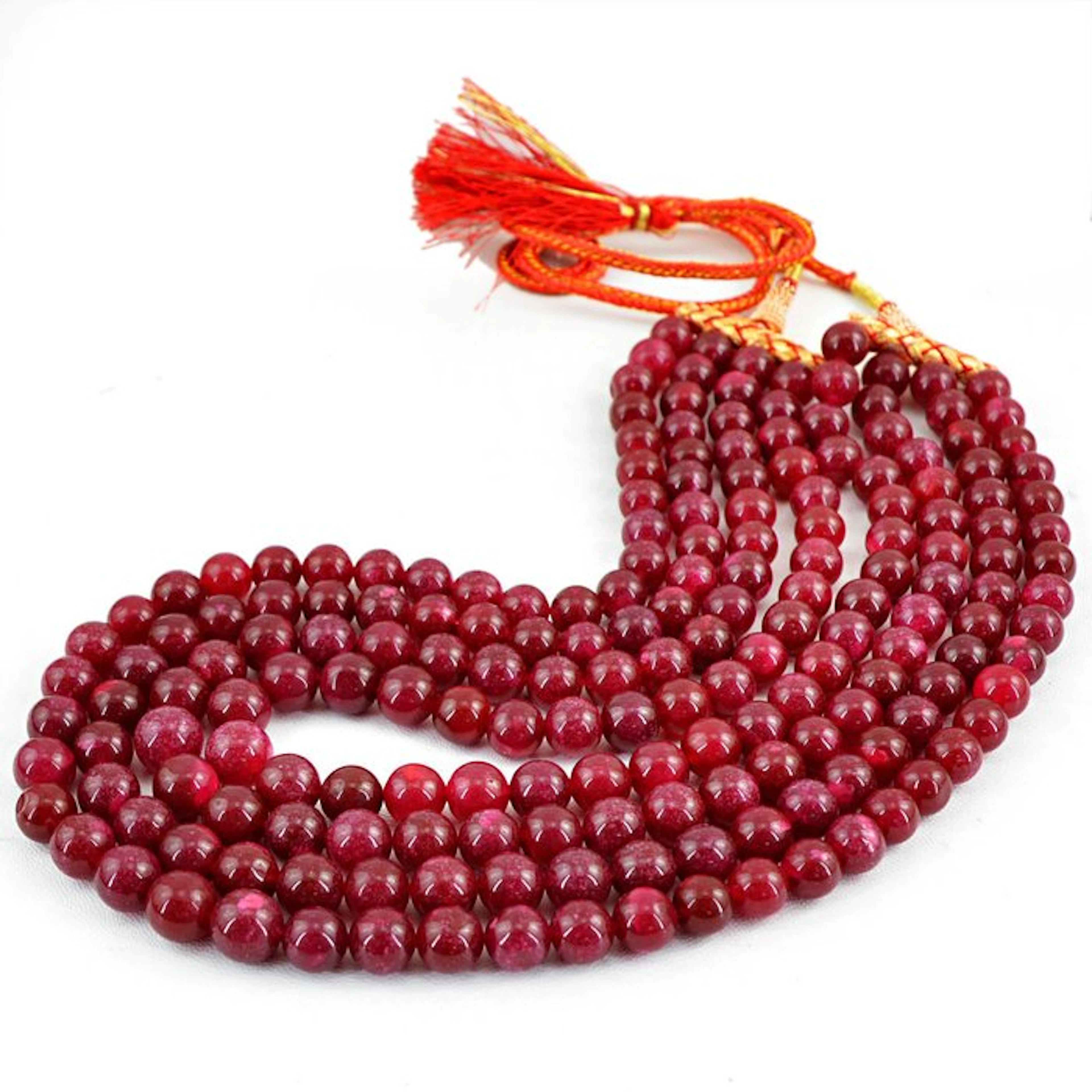 Really nice necklace 4 wires handmade ruby round beads - 875 Cts