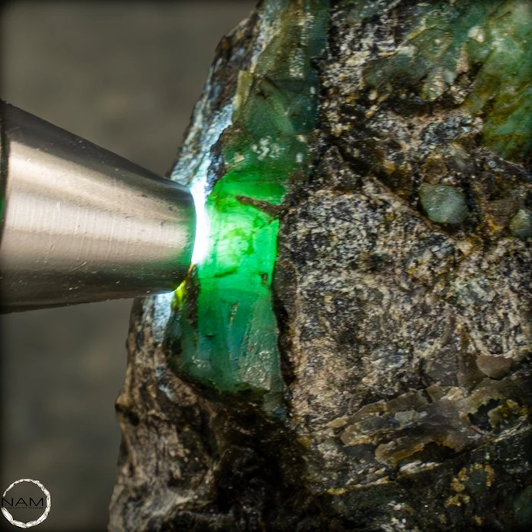 Natural emerald crystals on host rock from the legendary...