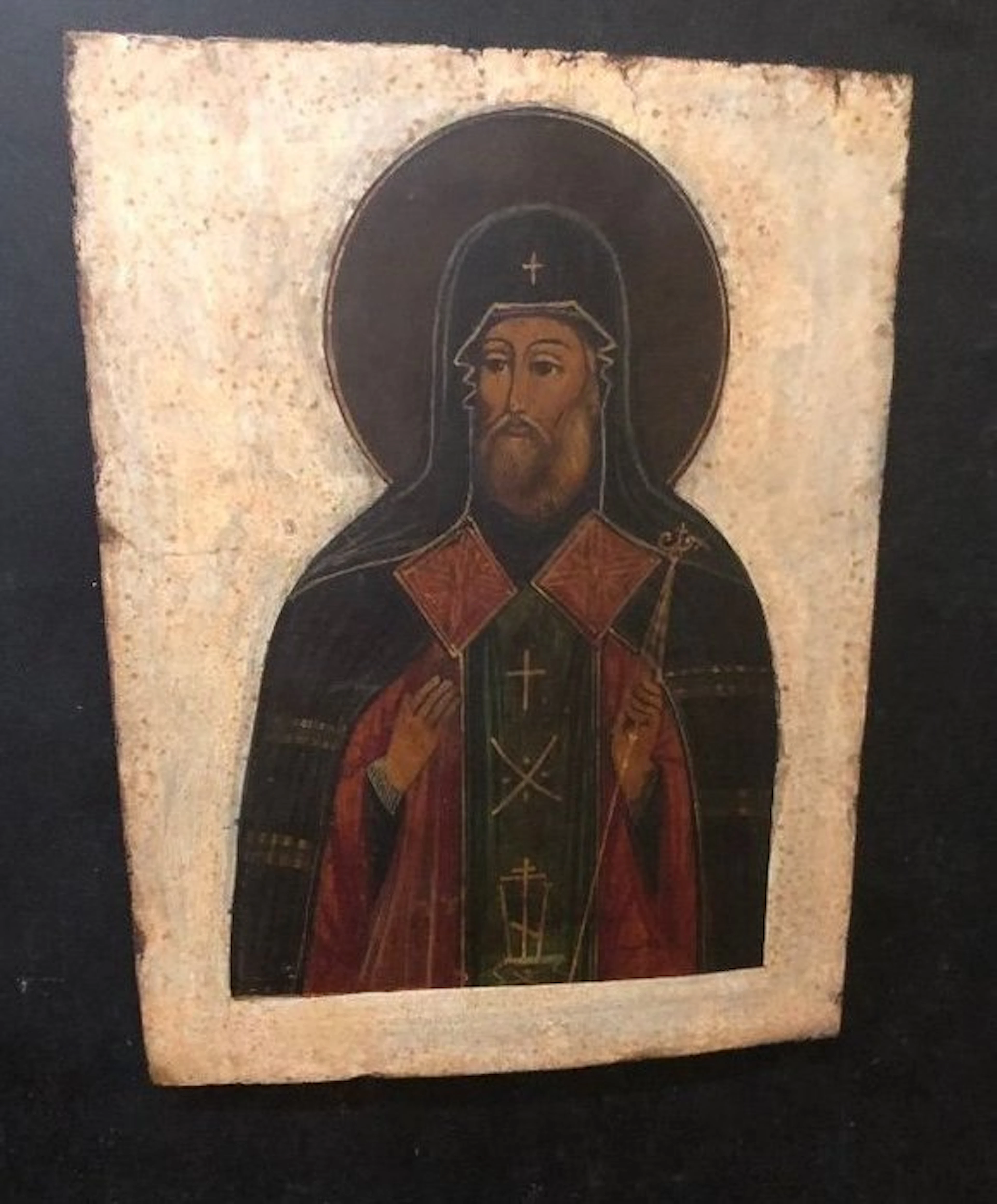 Icon - Mitrophan von Woronezh - Wood