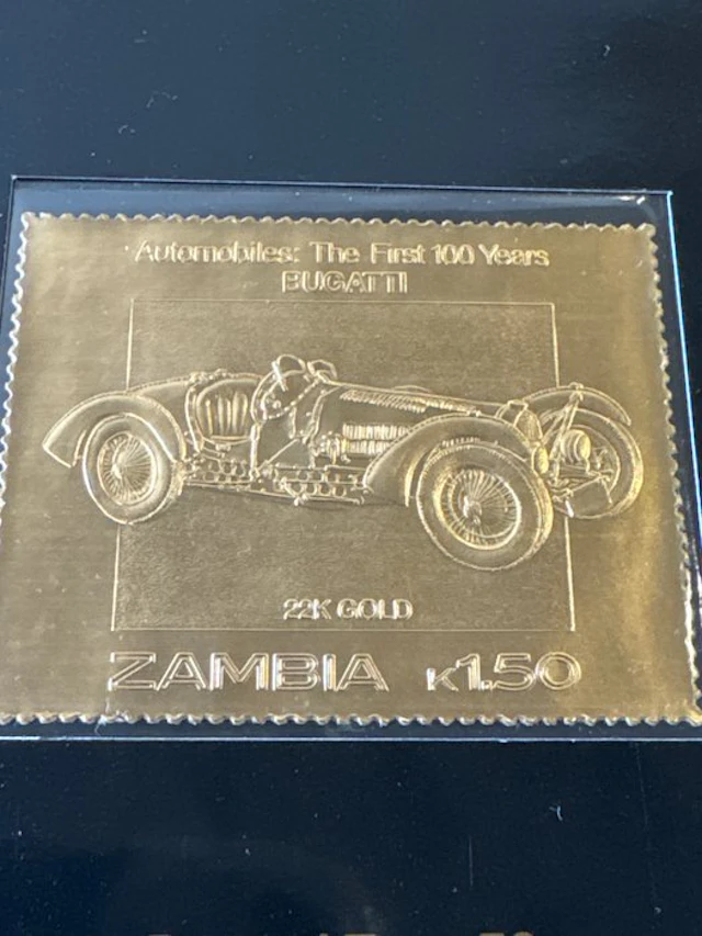Zambia. Gold medal Bugatti Type 59 ., 1/50 Oz (.917) (No reserve price)
