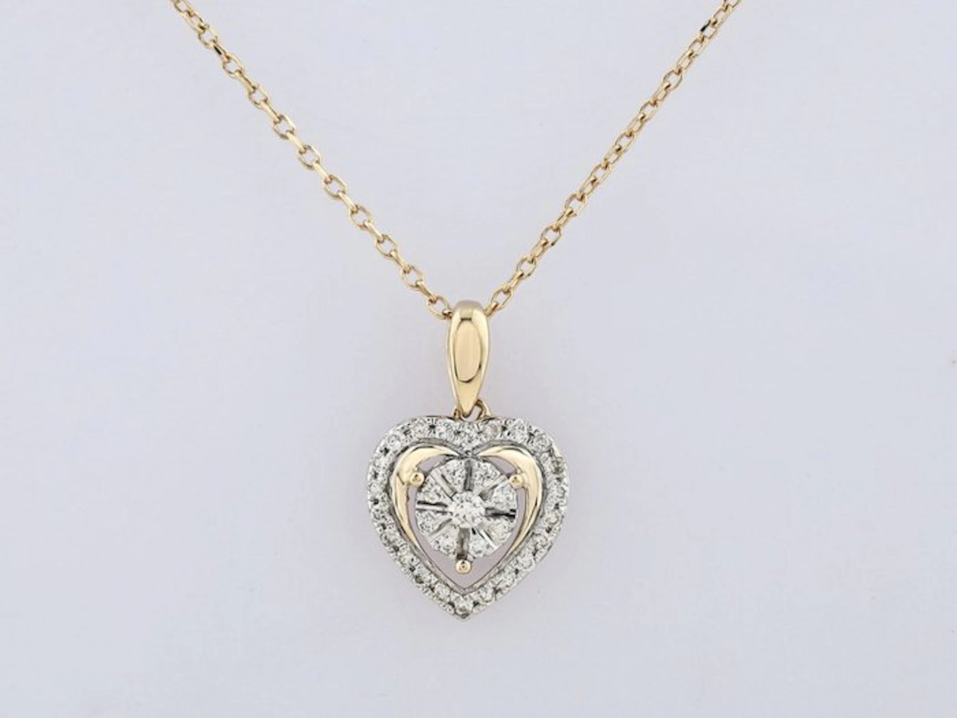 Necklace with pendant - 14 kt. Yellow gold - 0.16ct. tw. Diamond (Natural)