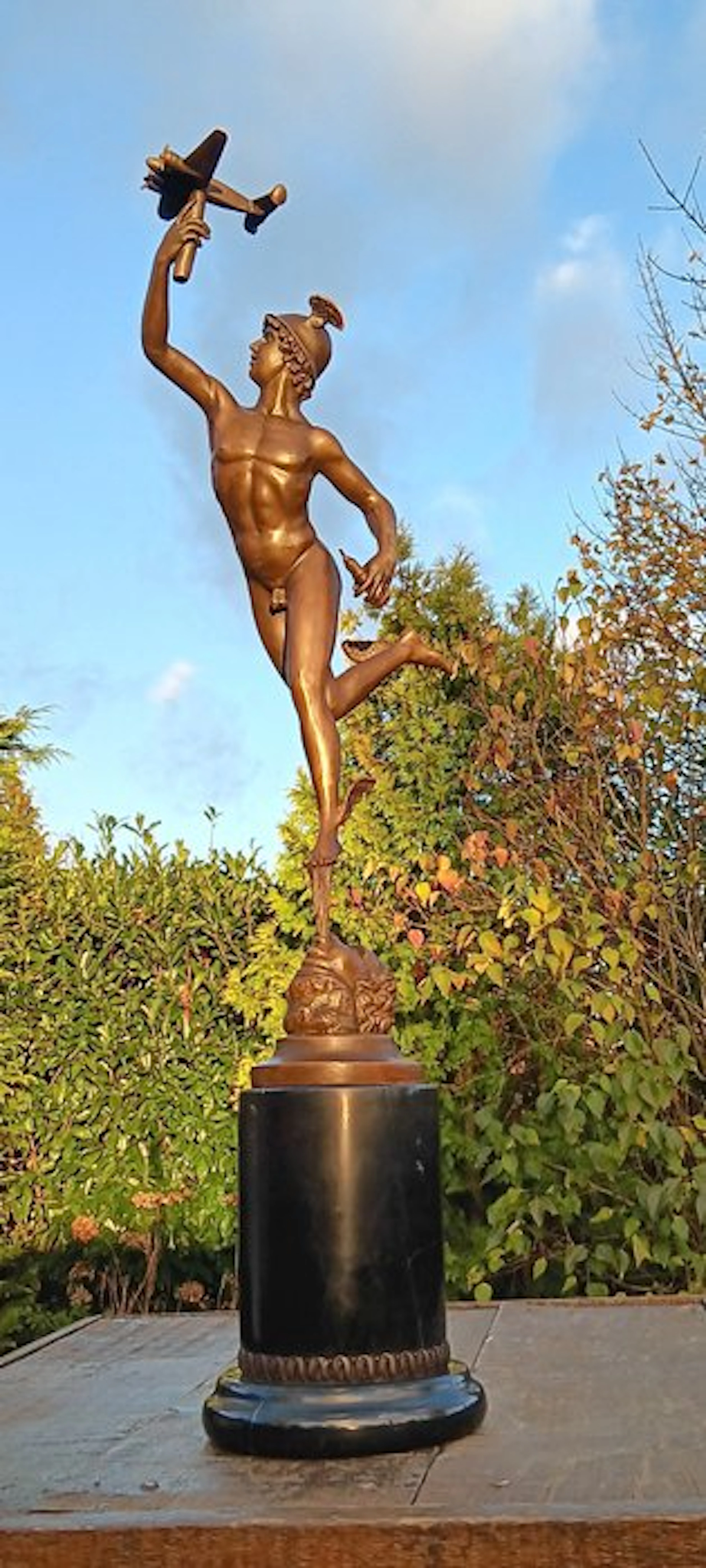 Sculpture, mercury - stinson trophy - 72 cm - bronze marble