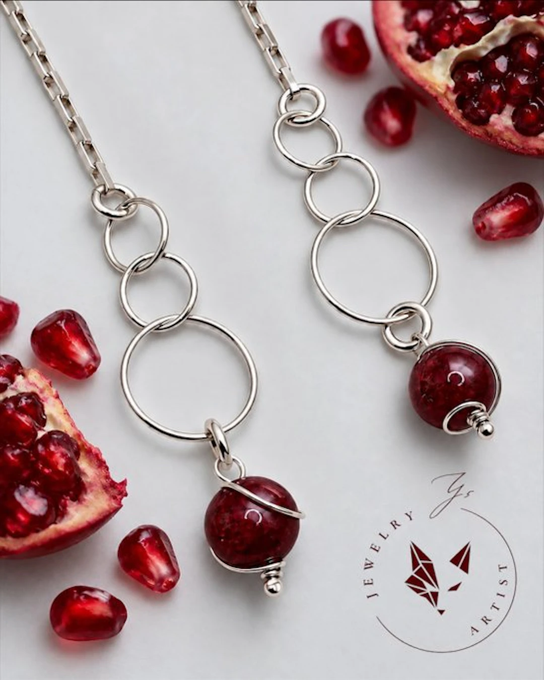 Designer Jewel - Garnet - Sterling Silver 925...