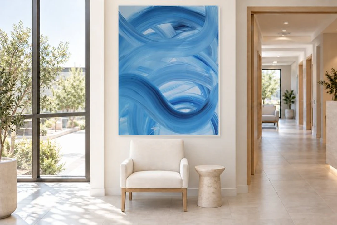 Lyora Art - BLUE WAVE #61 (XL) Acrylic painting - Hand signed - 2026